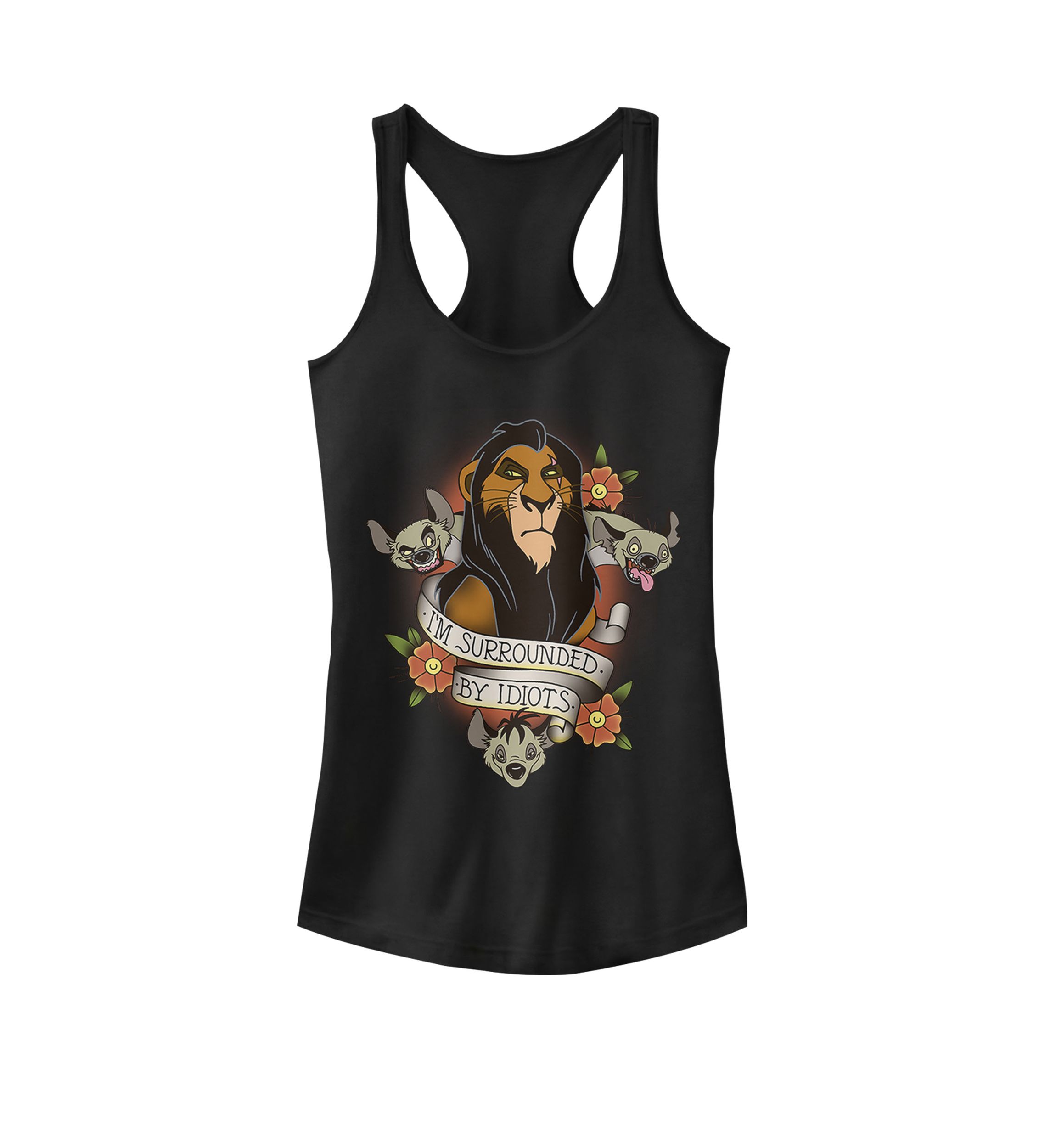 The Lion King Scar with Hyenas Surrounded by Idiots Graphic Racerback Tank