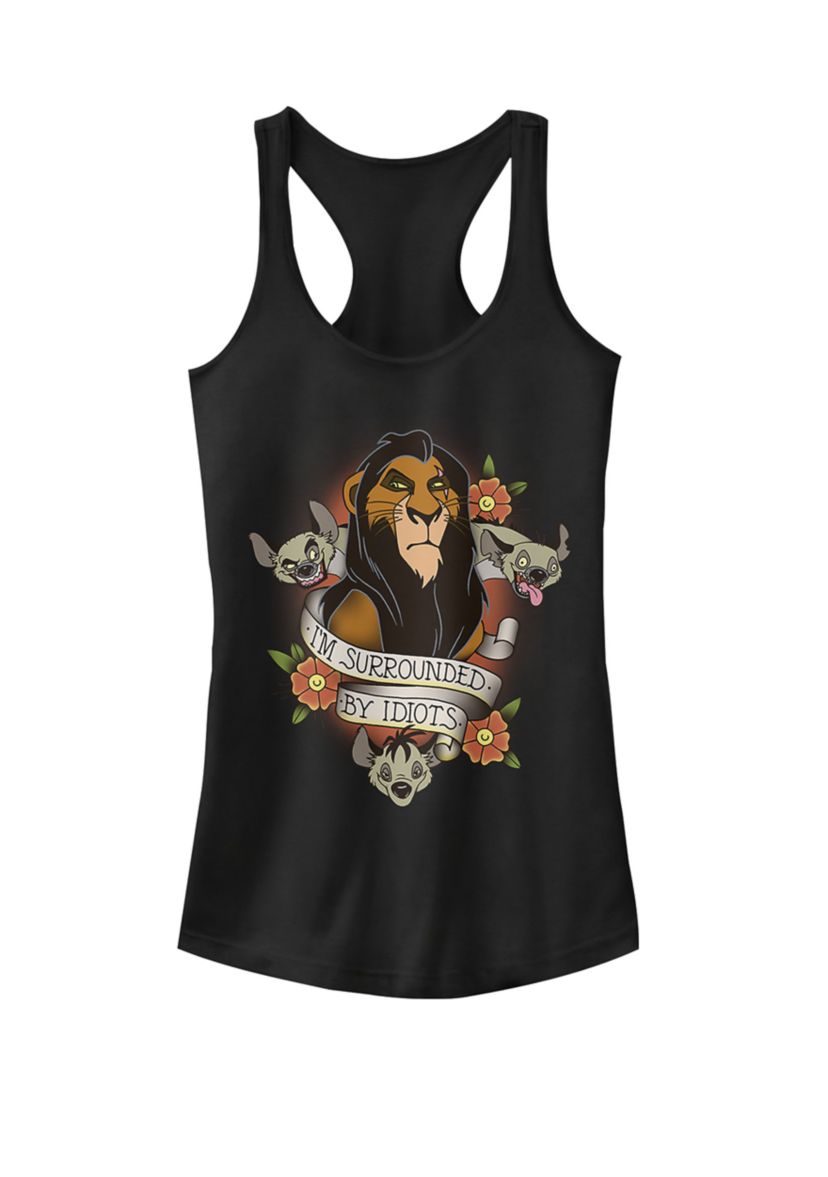 The Lion King Scar with Hyenas Surrounded by Idiots Graphic Racerback Tank