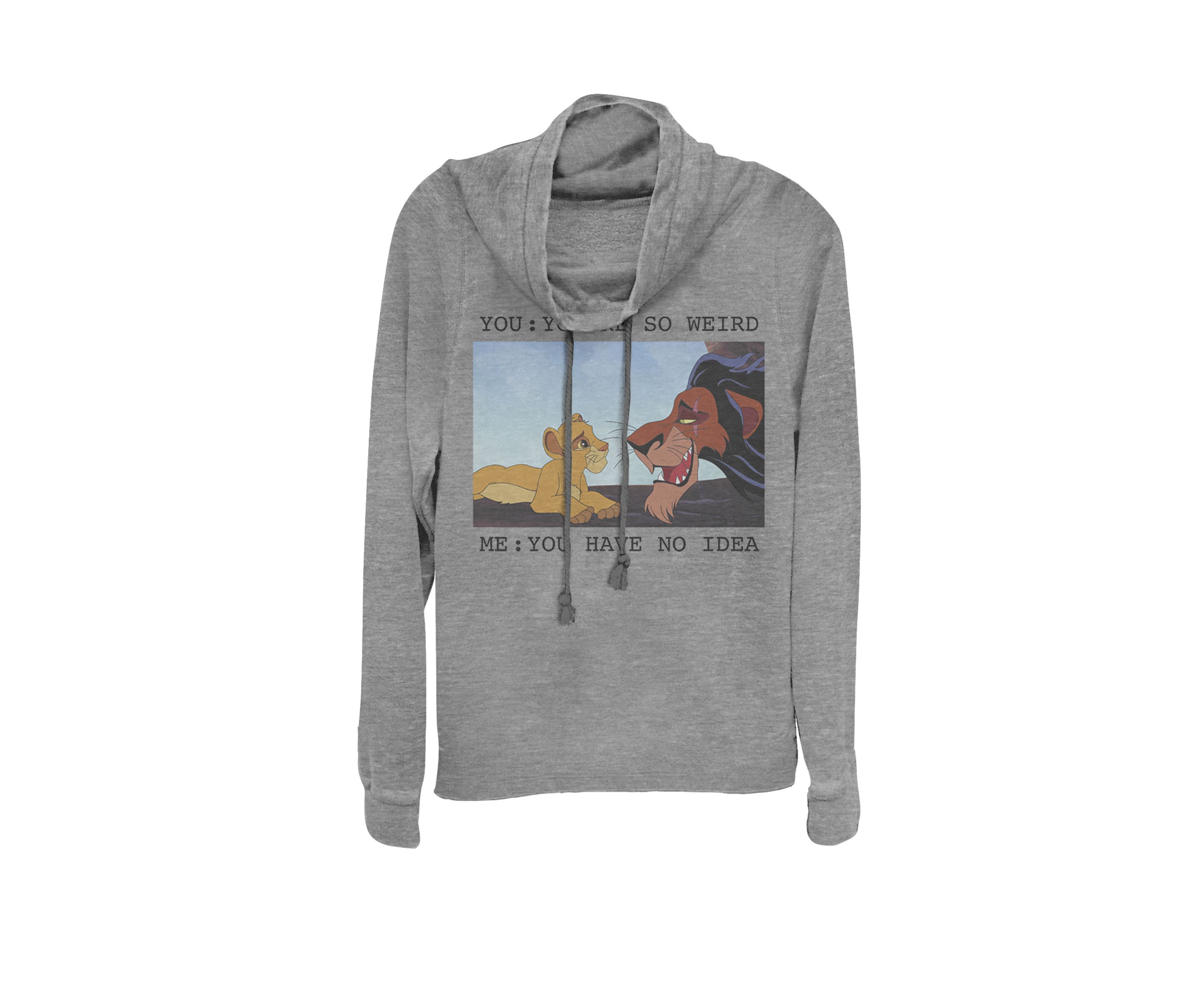 Lion King Simba Scar Weird Meme Cowl Neck Graphic Pullover