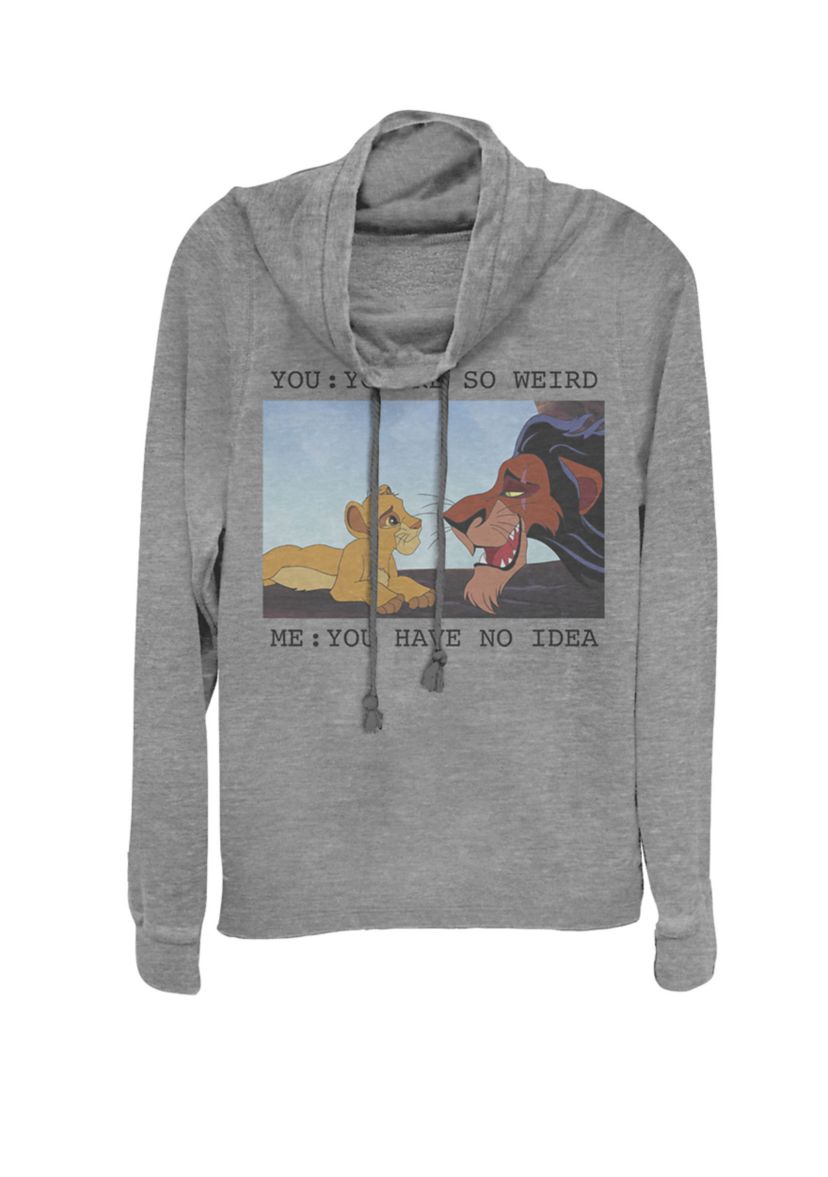 Lion King Simba Scar Weird Meme Cowl Neck Graphic Pullover