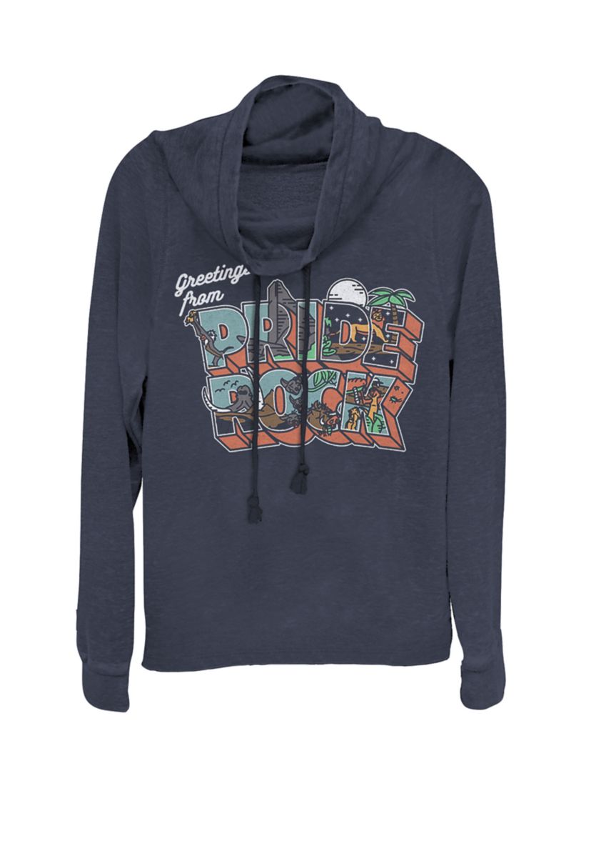 Lion King Greetings From Pride Rock Postcard Cowl Neck Pullover