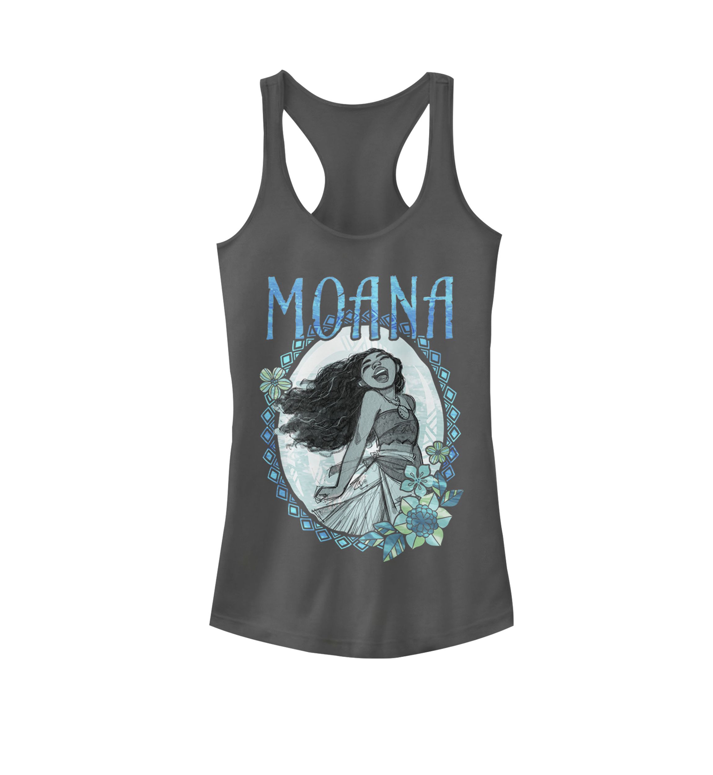 Moana Floral Framed Portrait Graphic Racerback Tank