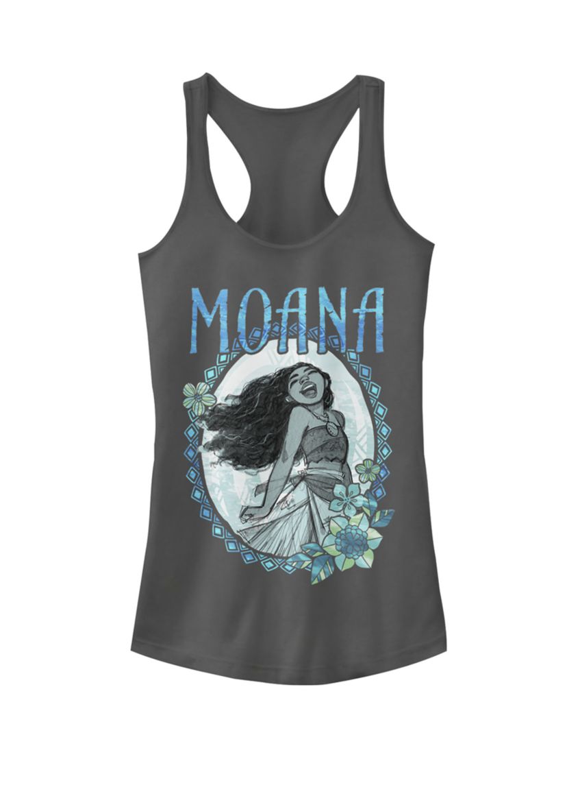 Moana Floral Framed Portrait Graphic Racerback Tank