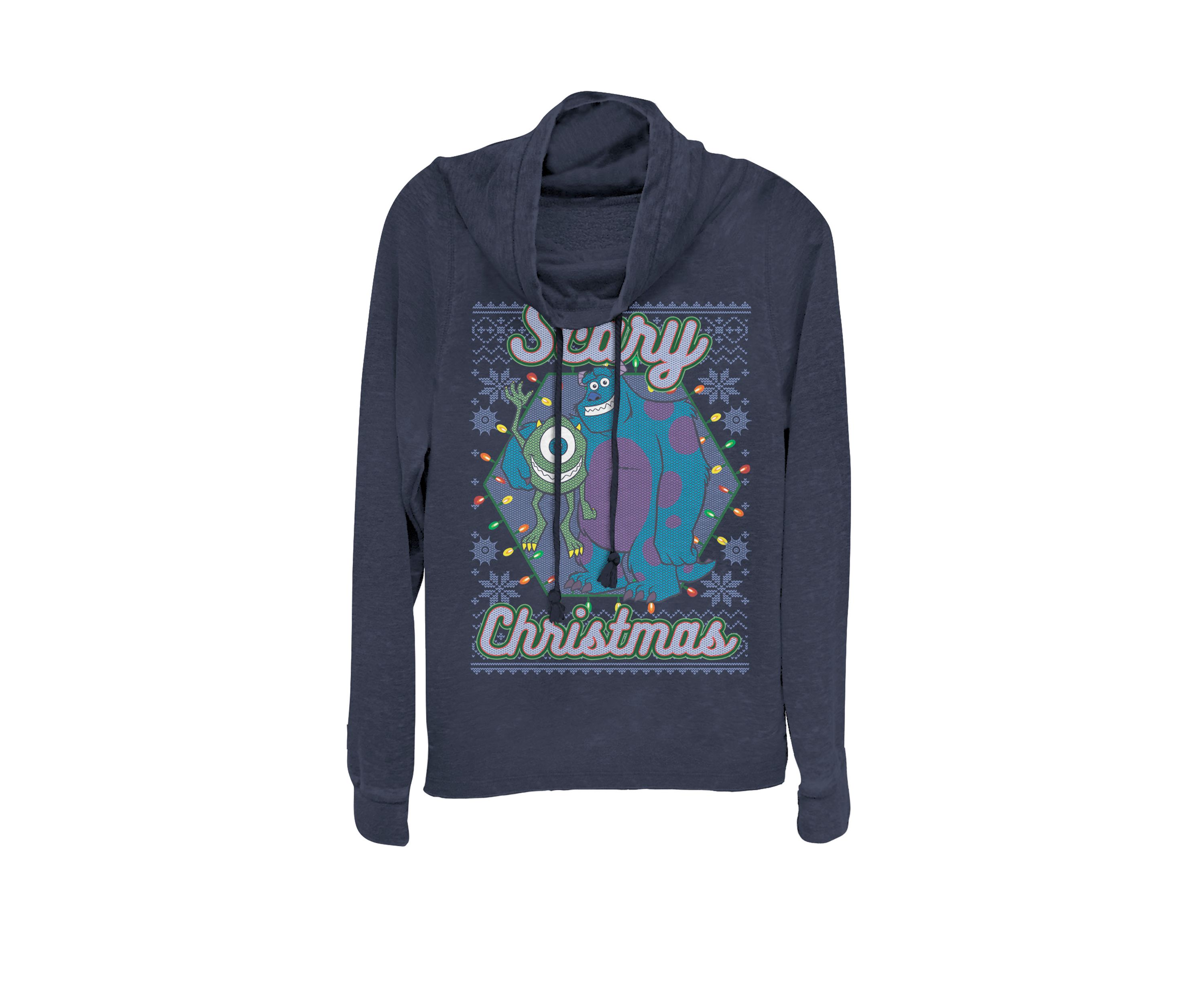Monsters University Scary Christmas Cowl Neck Graphic Pullover