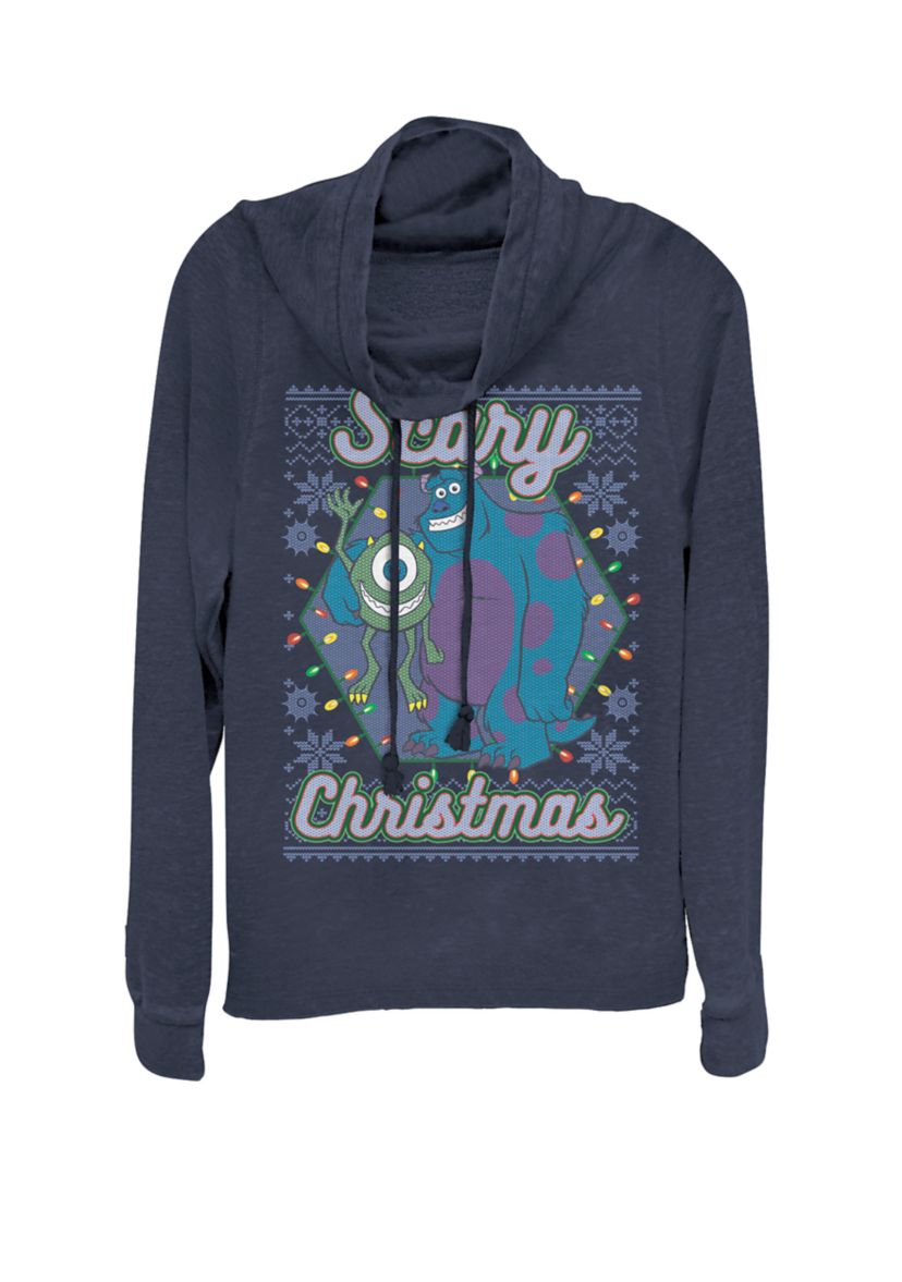 Monsters University Scary Christmas Cowl Neck Graphic Pullover
