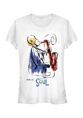 Disney Pixar Women's Juniors' Sax Painting Graphic Top, White, XXL