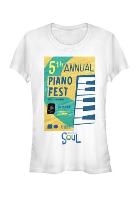 Disney Pixar Women's Juniors' Piano Fest Graphic Top, White, XXL