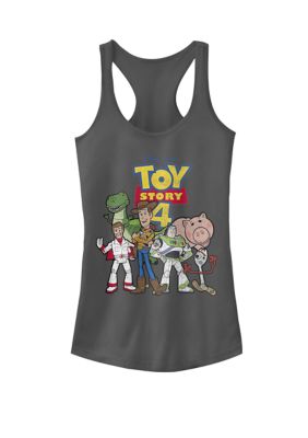 Disney Pixar Women's Toy Story 4 New Group Shot Movie Logo Poster Graphic Racerback Tank Top, Grey, XSmall