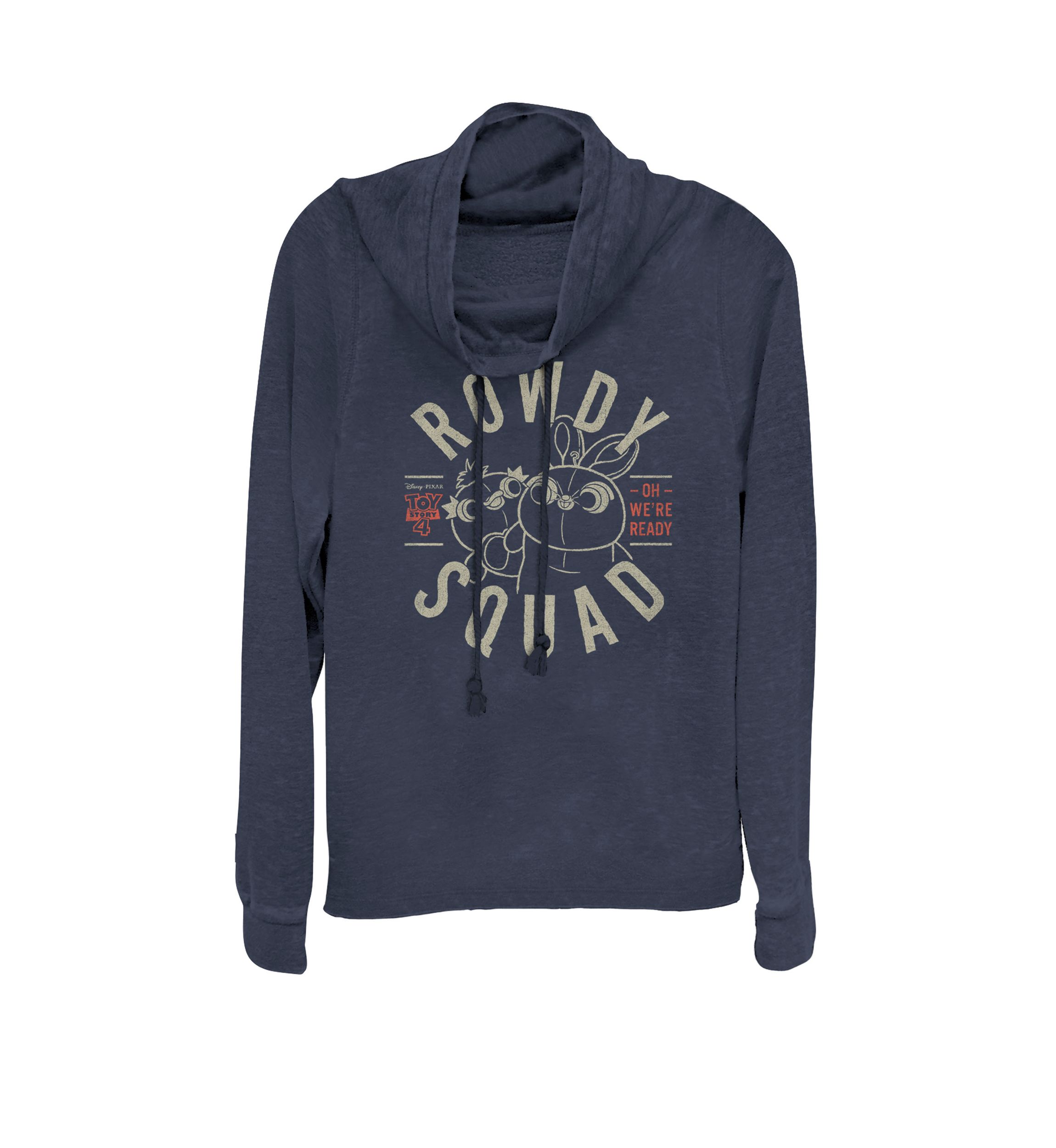 Toy Story 4 Ducky & Bunny Rowdy Squad Logo Cowl Neck Graphic Pullover