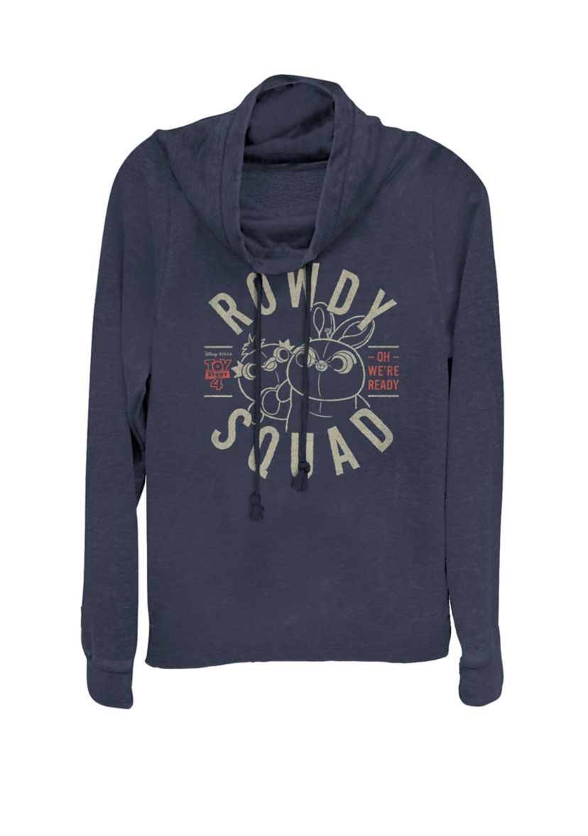 Toy Story 4 Ducky & Bunny Rowdy Squad Logo Cowl Neck Graphic Pullover