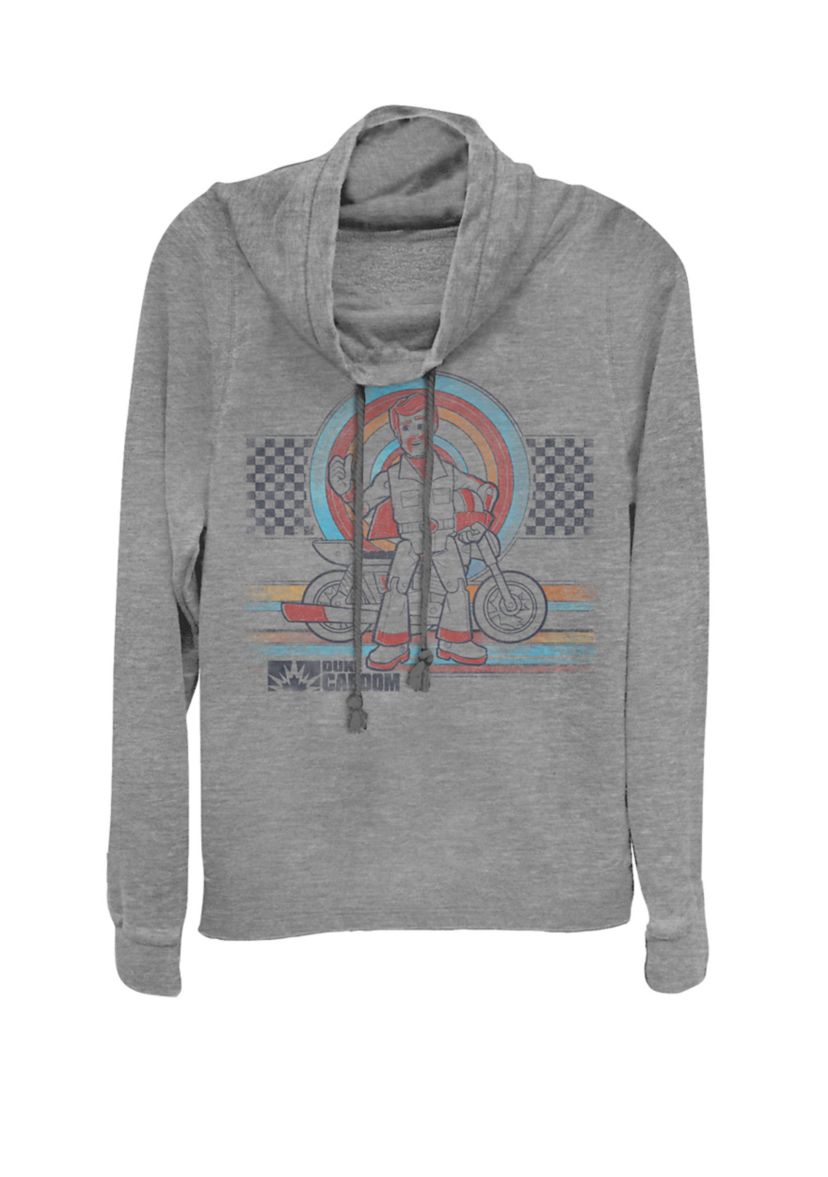 Toy Story Duke Caboom Checkered Target Cowl Neck Pullover