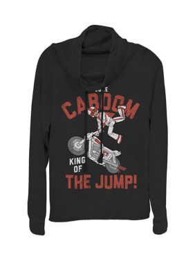 Disney Pixar Women's Toy Story Duke Caboom King Of The Jump Cowl Neck Pullover, Black, Large