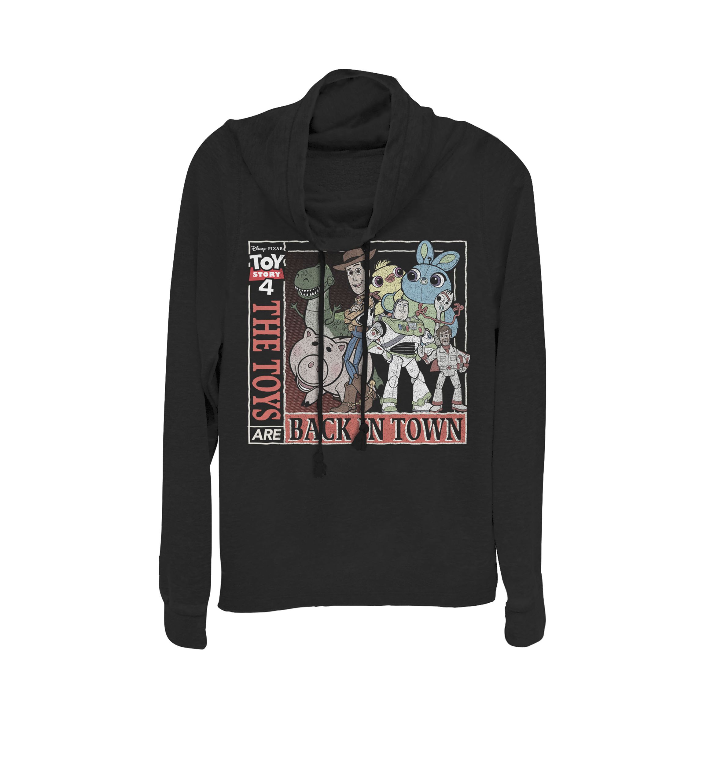Toy Story 4 The Toys Are Back in Town Group Cowl Neck Graphic Pullover