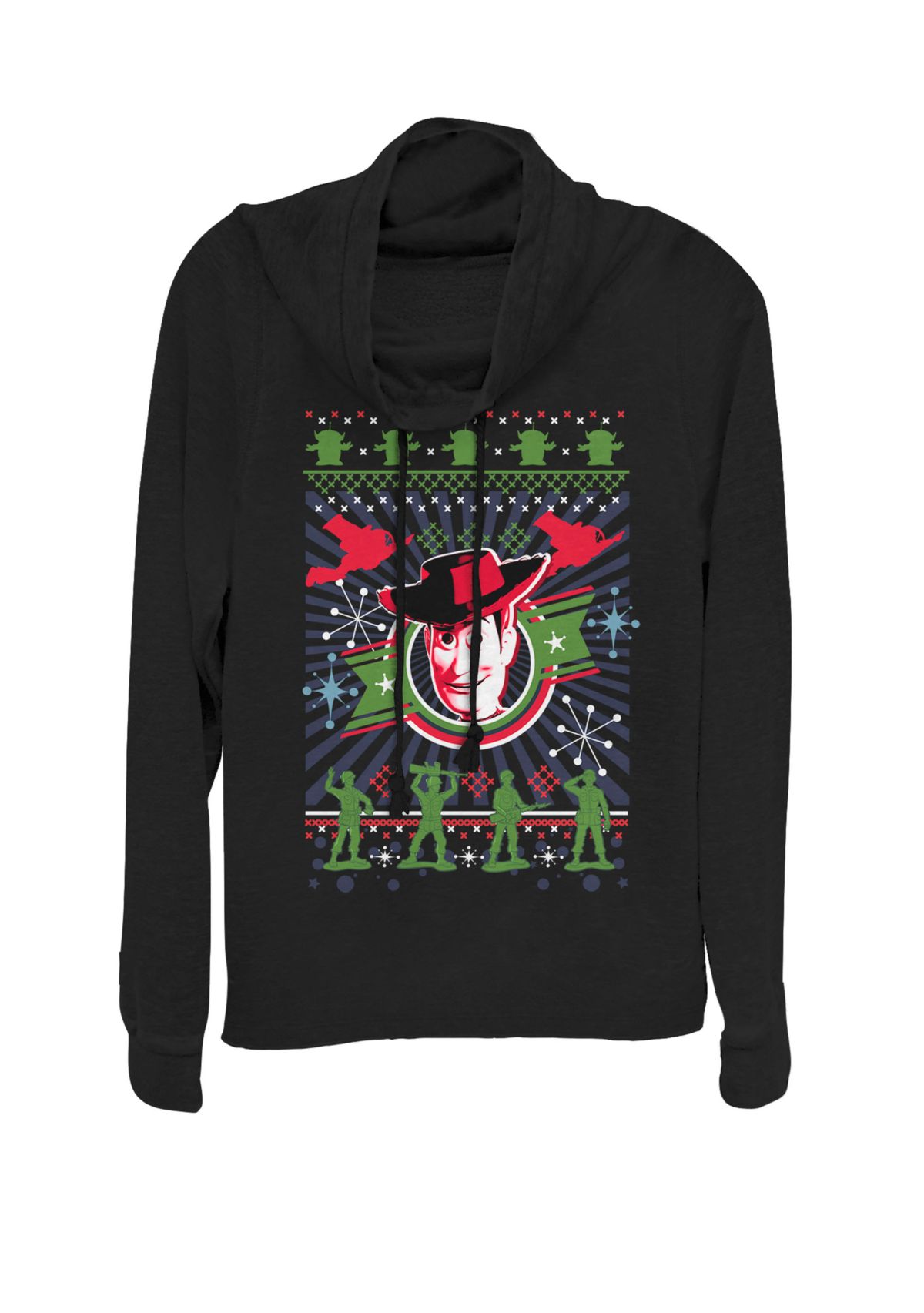 Toy Story Woody Ugly Christmas Sweater Cowl Neck Pullover