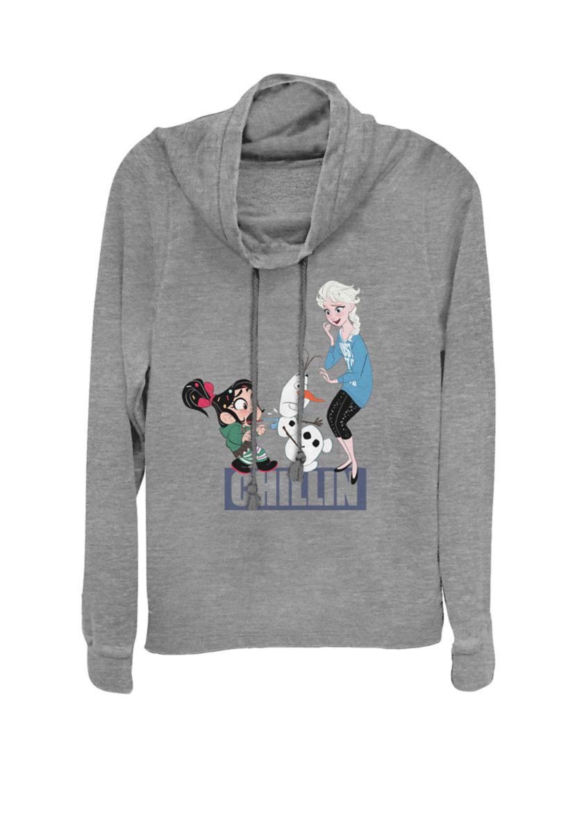Wreck-It Ralph 2 Comfy Princess Elsa Chill Long Cowl Neck Graphic Pullover
