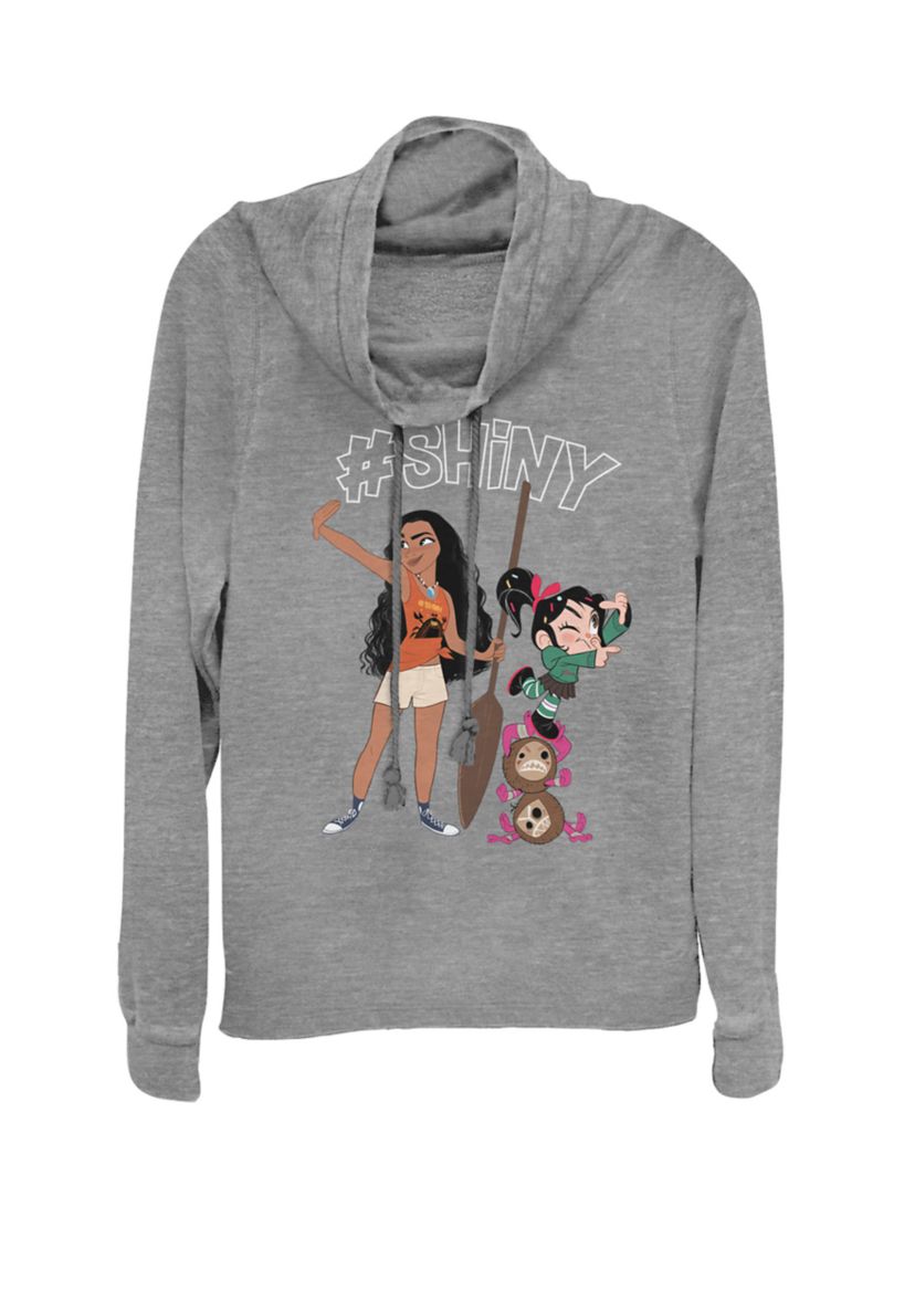 Wreck-It Ralph 2 Comfy Princess Moana Shiny Cowl Neck Graphic Pullover