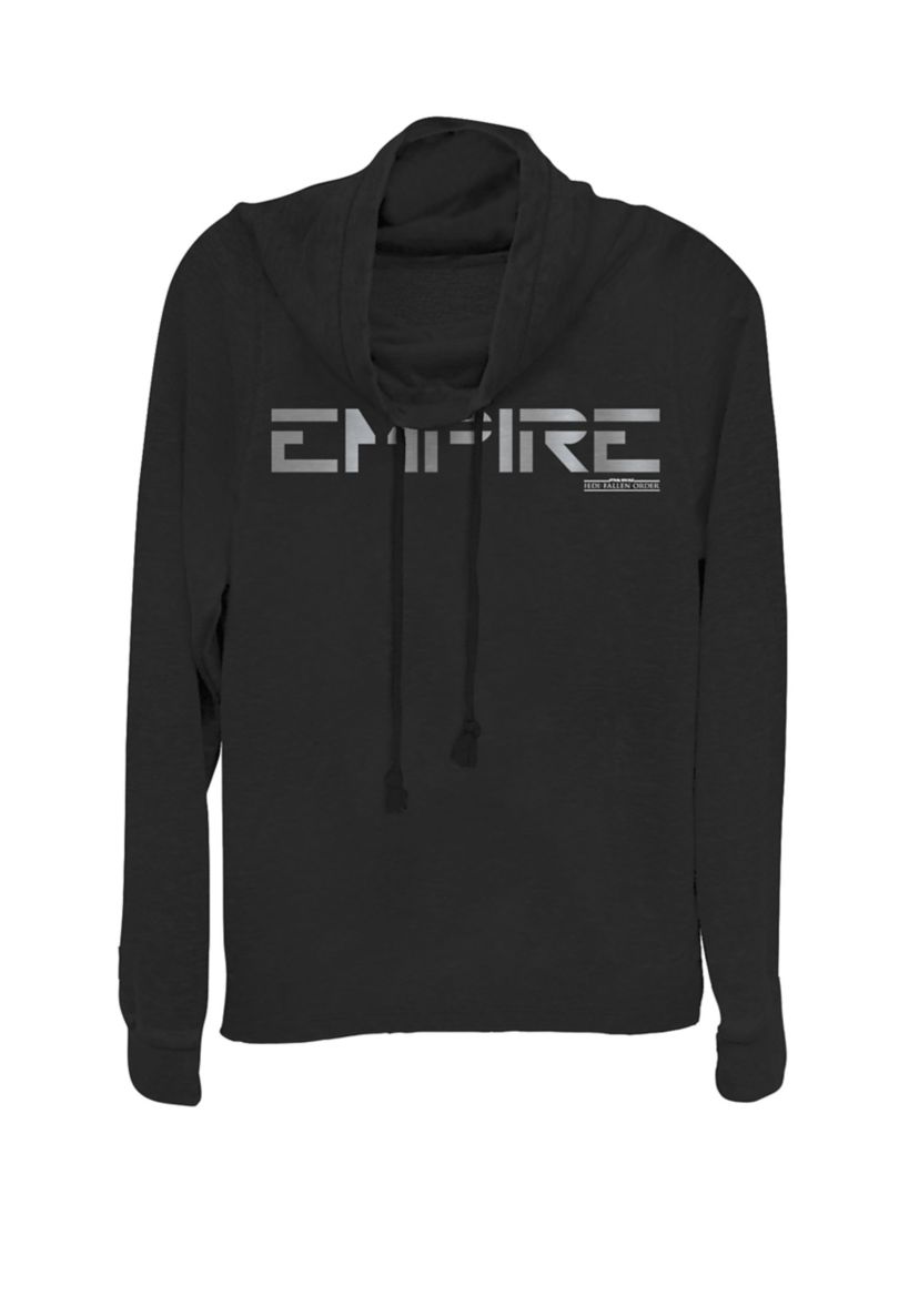 Empire Text Cowl Neck Graphic Pullover