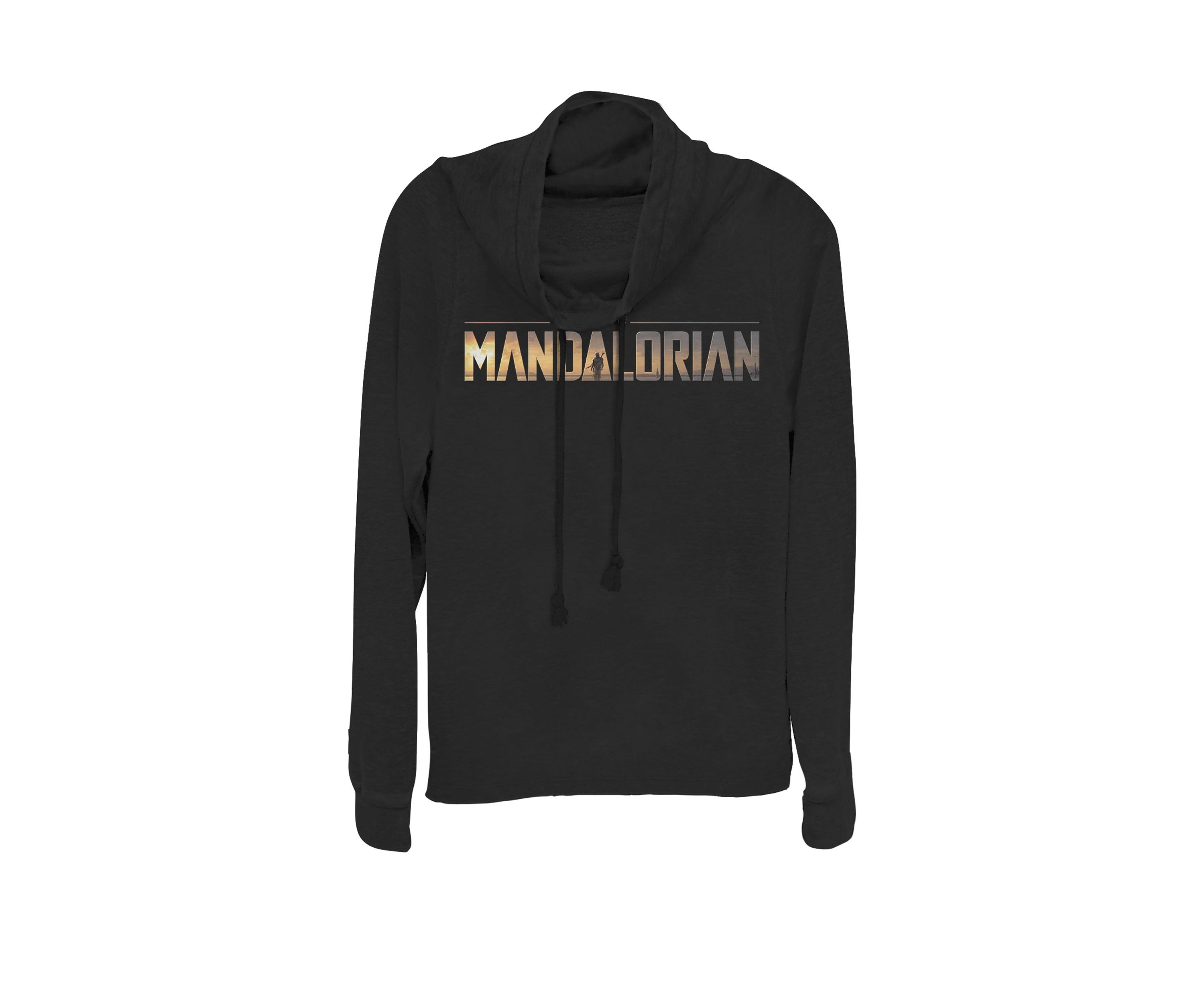 The Mandalorian Title Fill Logo Cowl Neck Graphic Pullover