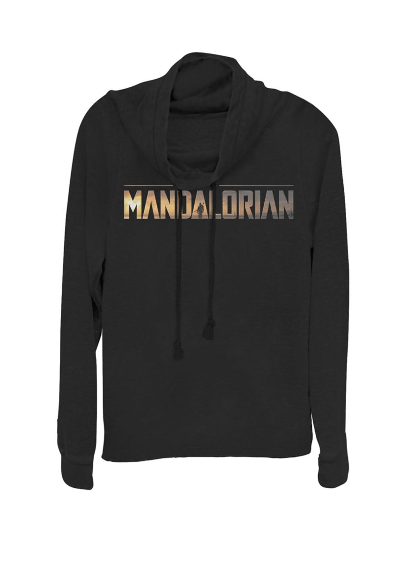 The Mandalorian Title Fill Logo Cowl Neck Graphic Pullover