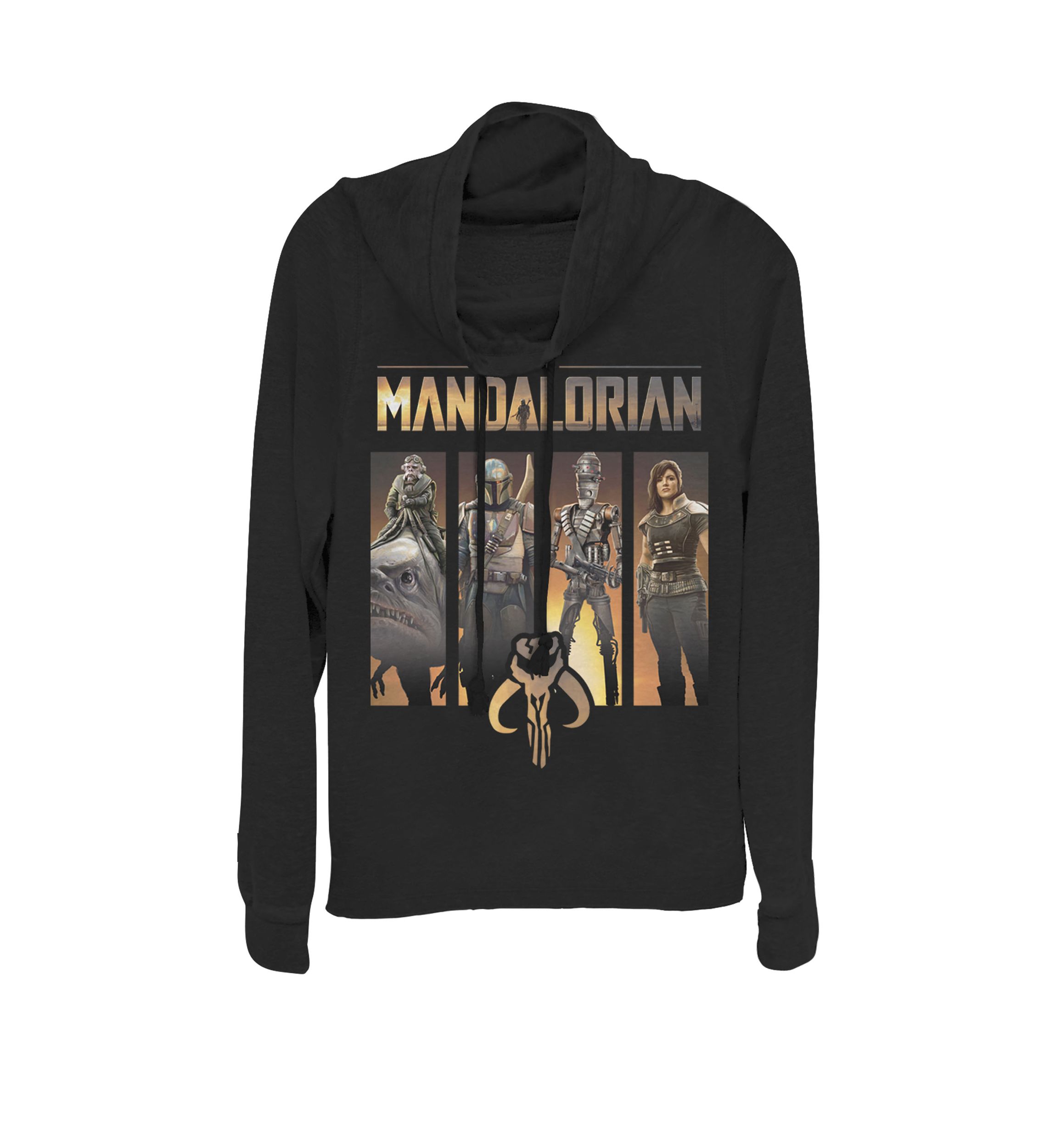 The Mandalorian Boba Fett Portrait Panels Cowl Neck Graphic Pullover