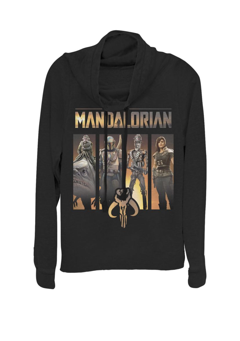 The Mandalorian Boba Fett Portrait Panels Cowl Neck Graphic Pullover
