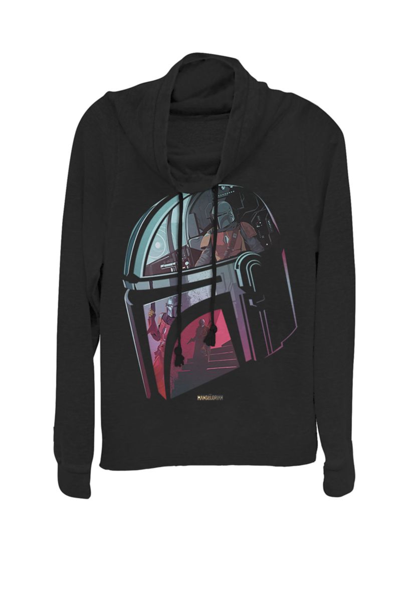 The Mandalorian Boba Fett Helmet Reflection Cowl Neck Graphic Pullover