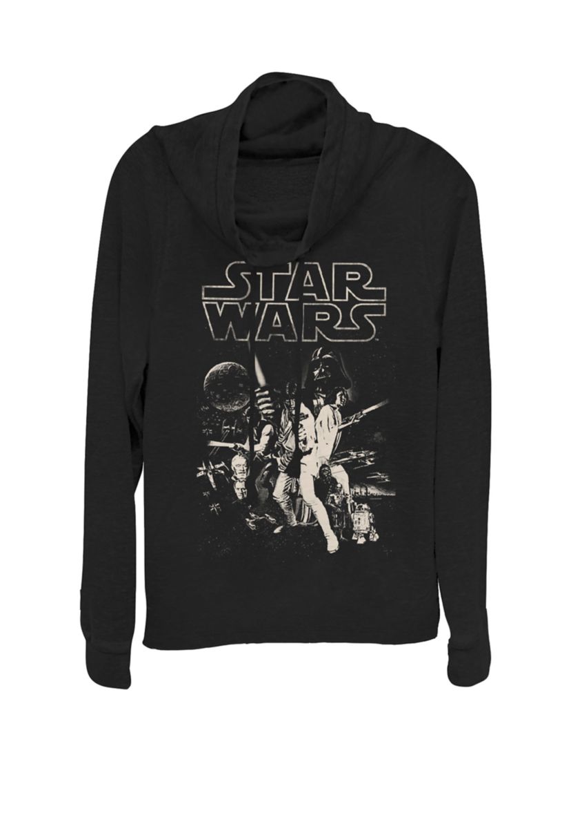 The Mandalorian Boba Fett Helmet Portrait Cowl Neck Graphic Pullover