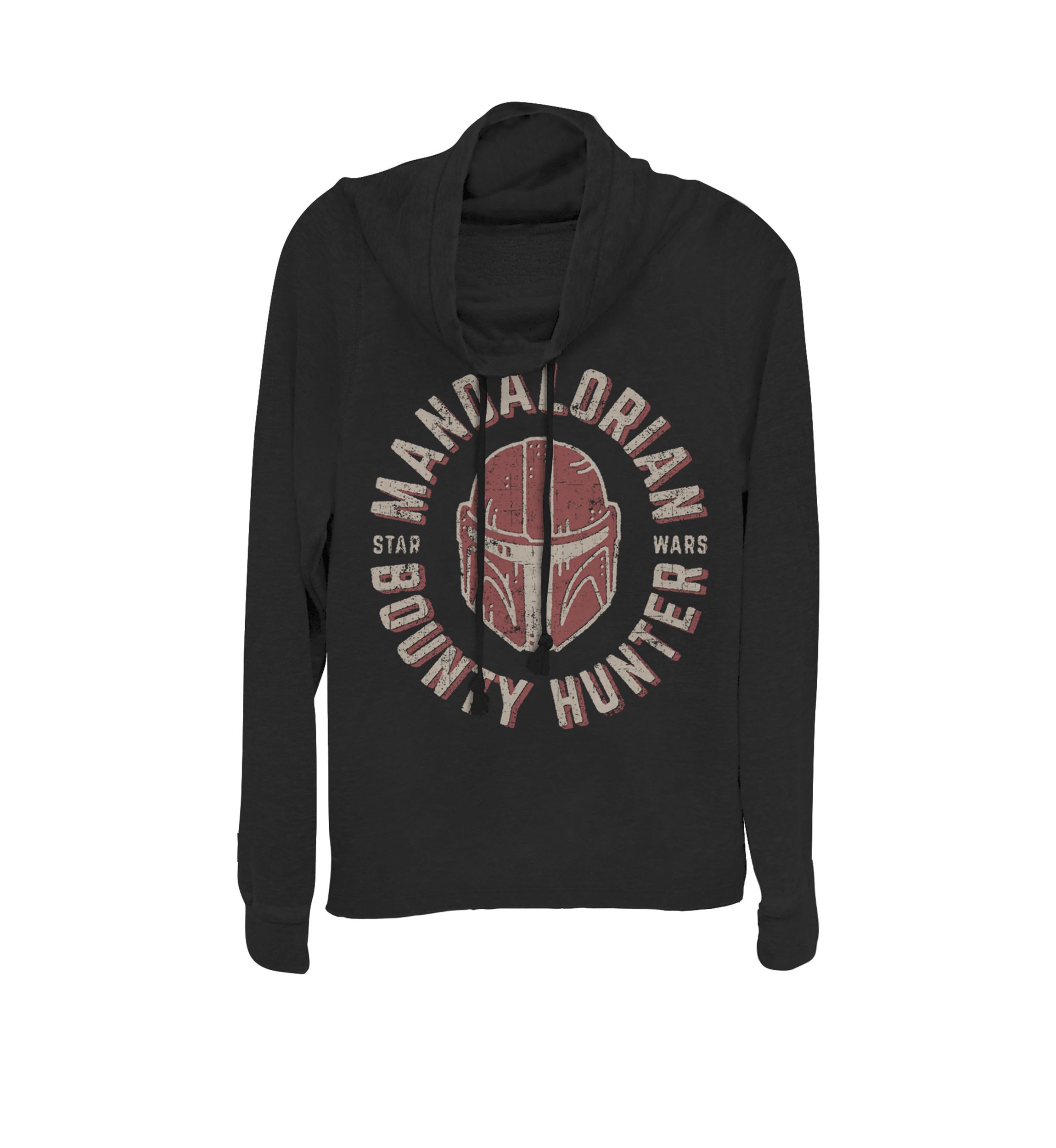 The Mandalorian Bounty Hunter Distressed Helmet Cowl Neck Graphic Pullover