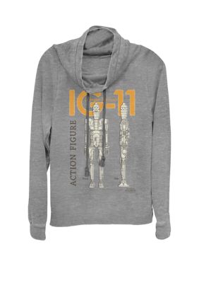 Star Wars The Mandalorian IG-11 Action Figure Cowl Neck Graphic Pullover, Grey, XSmall