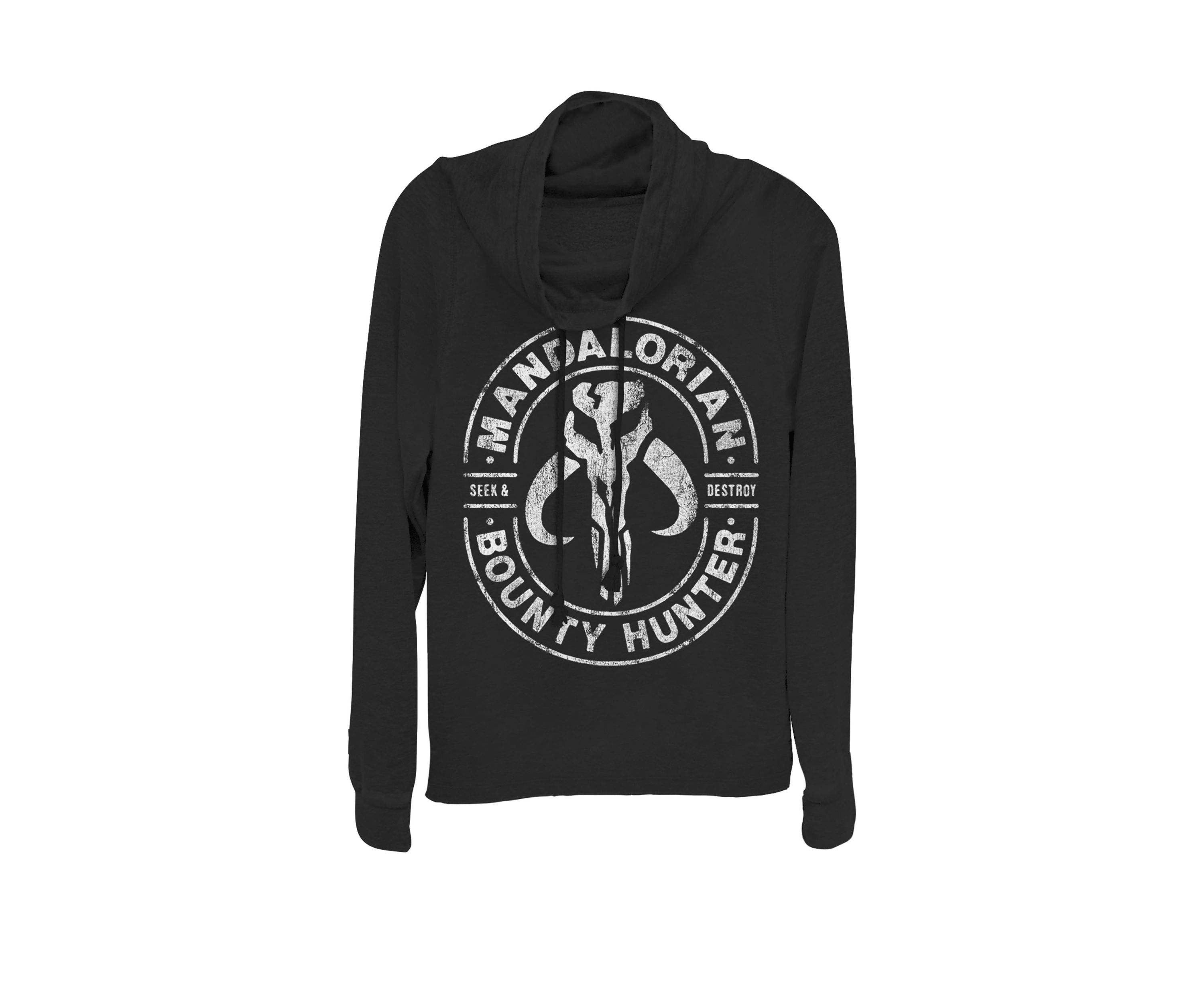 The Mandalorian Distressed Bounty Hunter Logo Cowl Neck Graphic Pullover