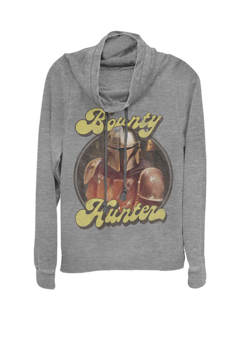 The Mandalorian Retro Boba Fett Bounty Hunter Portrait Cowl Neck Graphic Pullover