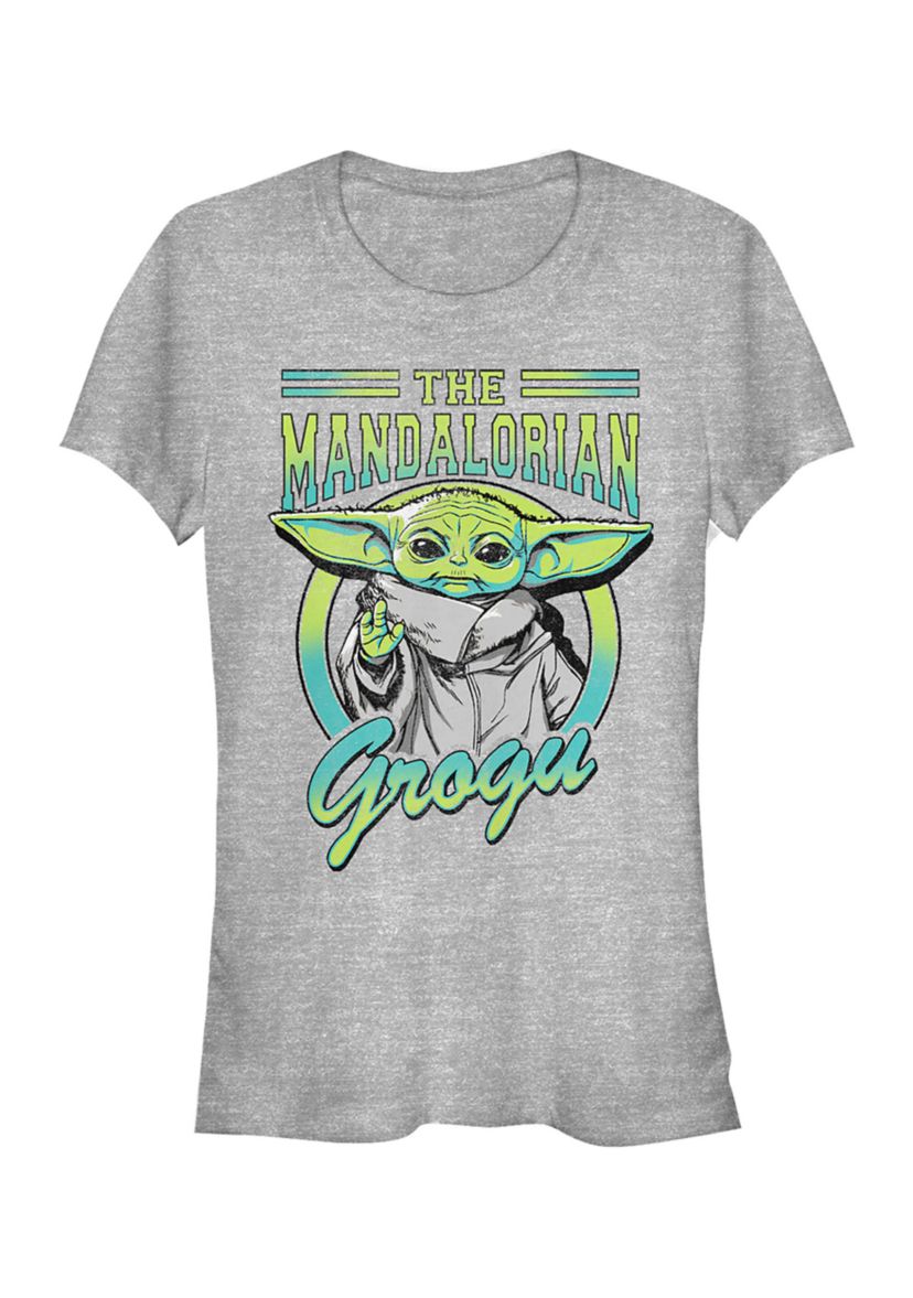 Juniors Grogu Collegiate Graphic T-Shirt