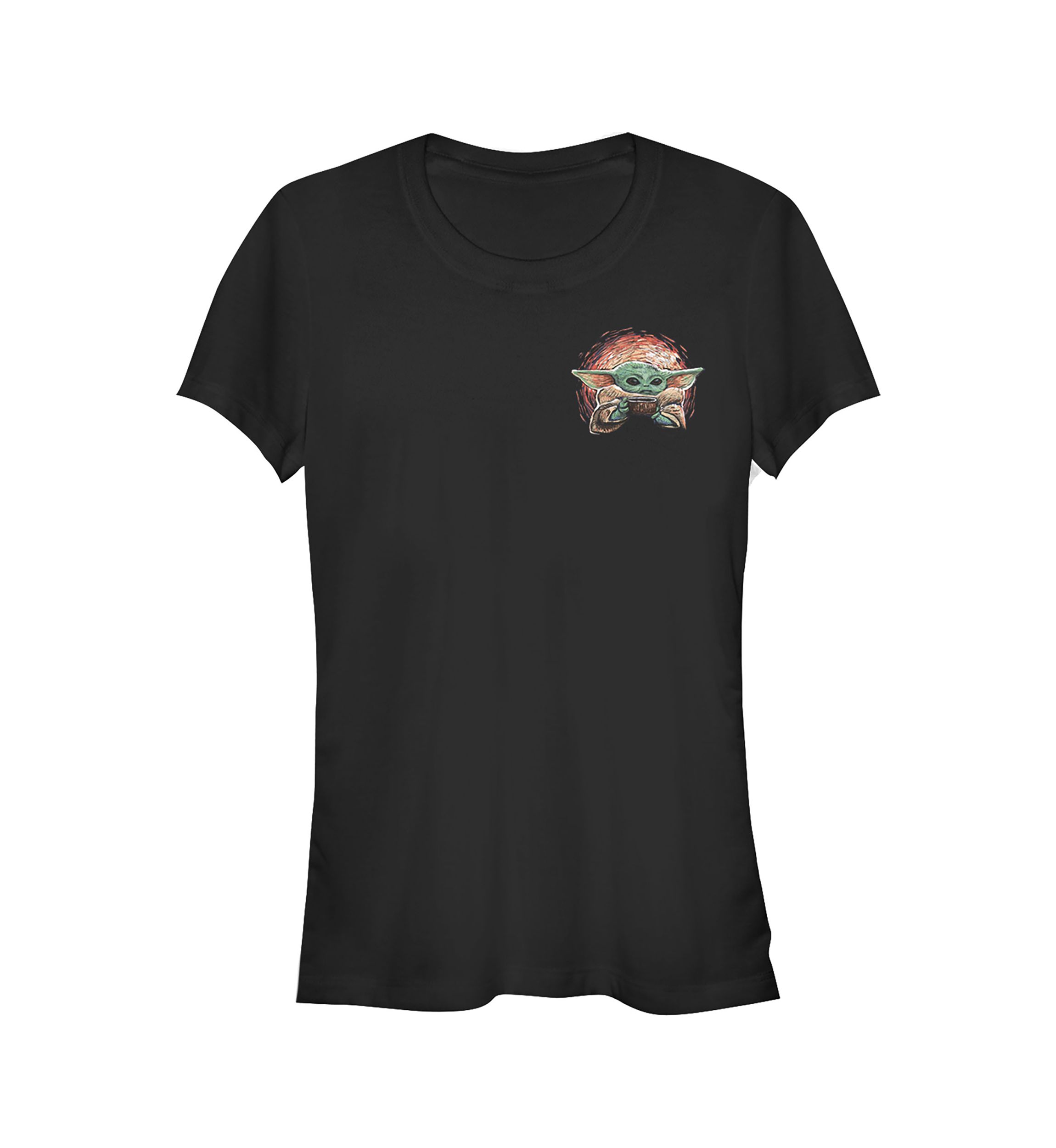 Juniors Sipping Starries Small Front Graphic T-Shirt