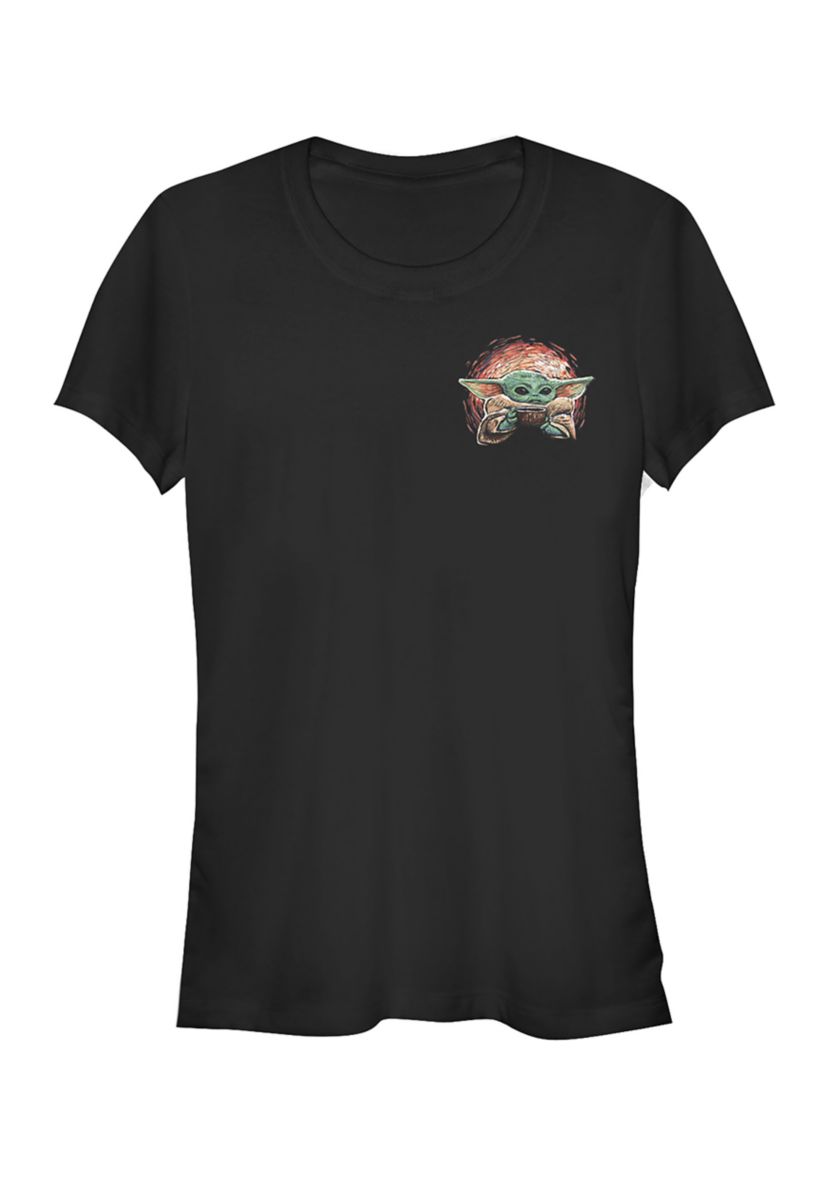 Juniors Sipping Starries Small Front Graphic T-Shirt