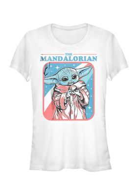 Star Wars Women's Stars Stripes Grogu Graphic T-Shirt, White, Large