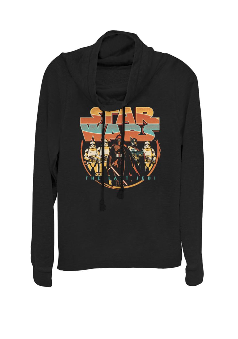 Last Jedi Vintage Retro Kylo Ren Cowl Neck Graphic Pullover