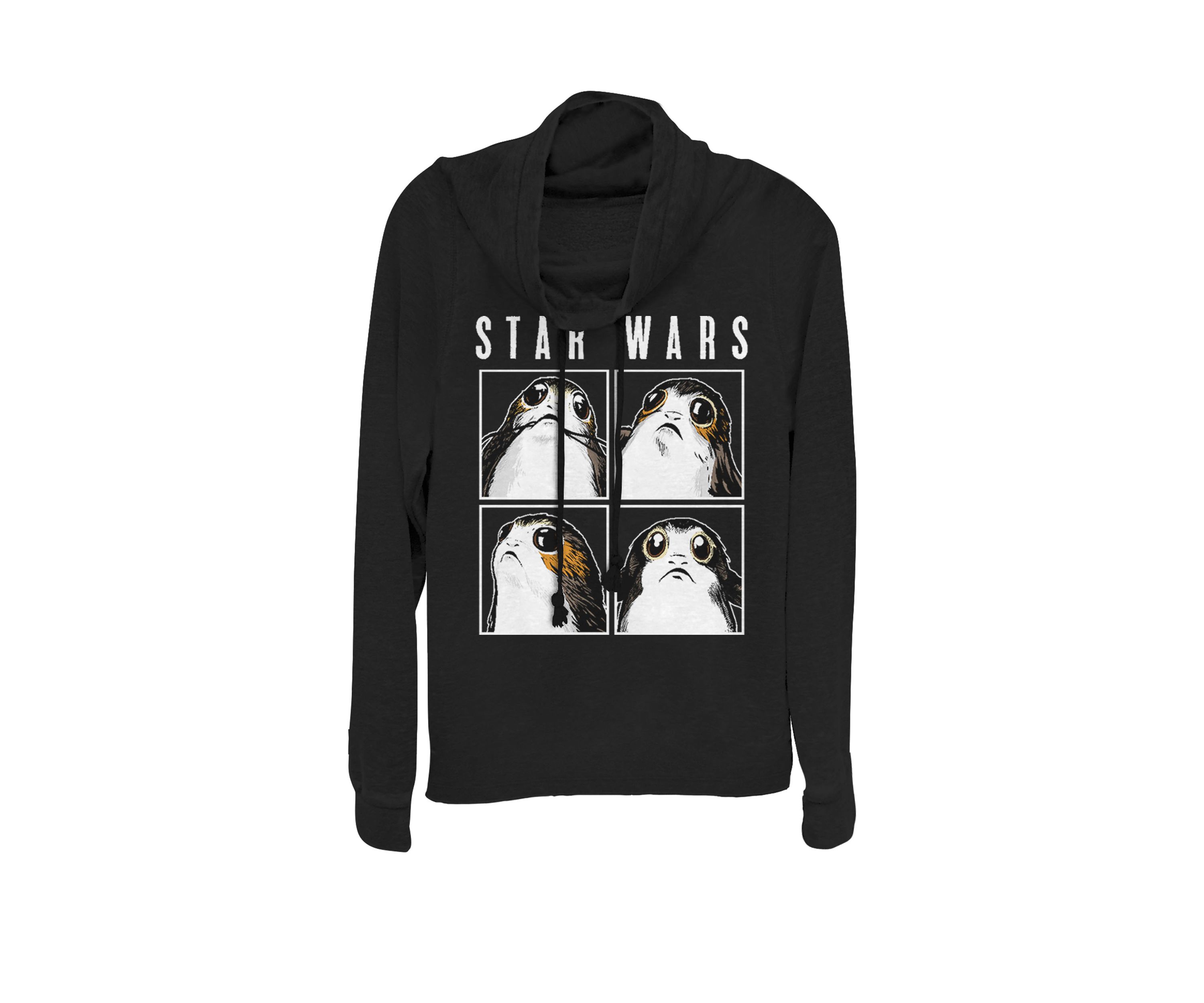 Episode 8 Porg Square Boxes Z1 Cowl Neck Graphic Pullover