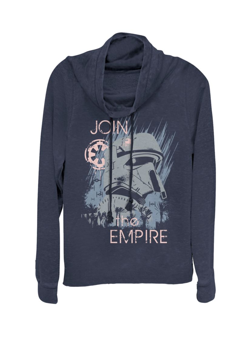 Juniors Rogue One Join The Empire Cowl Neck Graphic Pullover