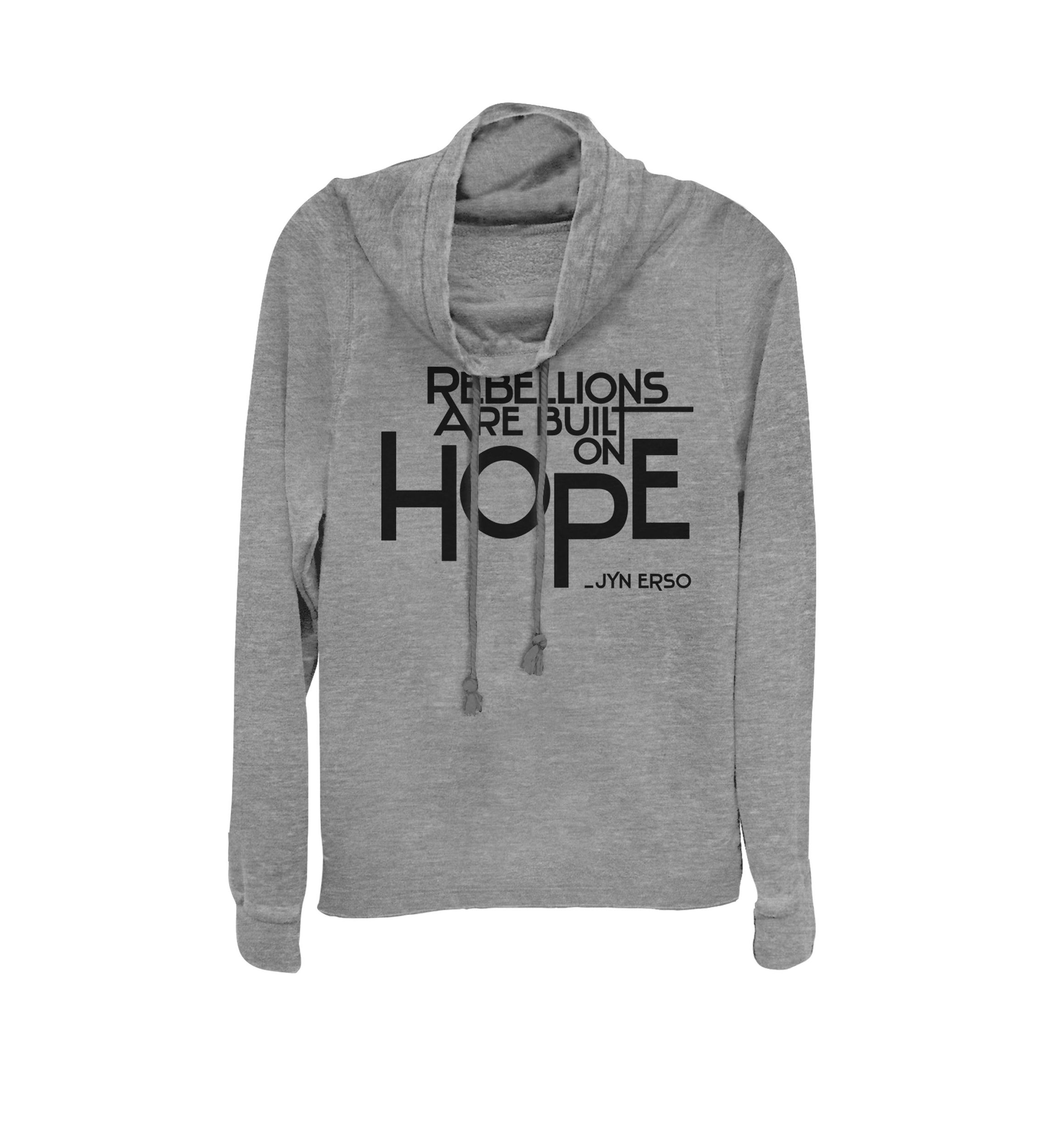 Juniors Jyn Erso Rebellions Are Built On Hope Quote Cowl Neck Graphic Pullover