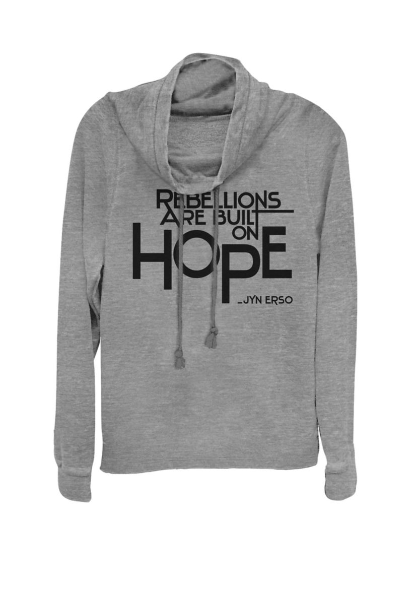 Juniors Jyn Erso Rebellions Are Built On Hope Quote Cowl Neck Graphic Pullover