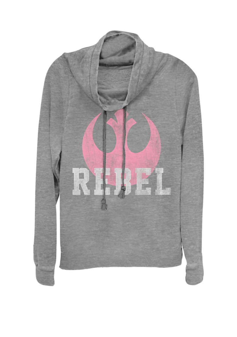Juniors Rebel Desert Lace Cowl Neck Graphic Pullover
