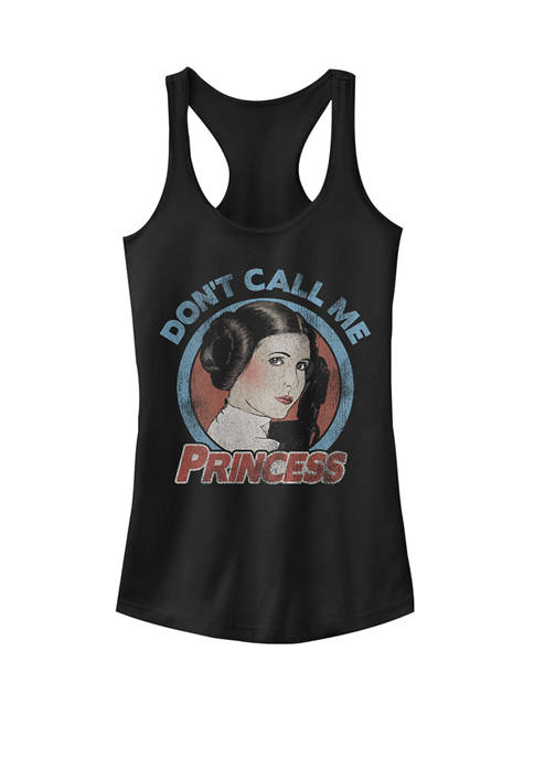Womens Dont Call Me Princess Leia Portrait Graphic Racerback Tank