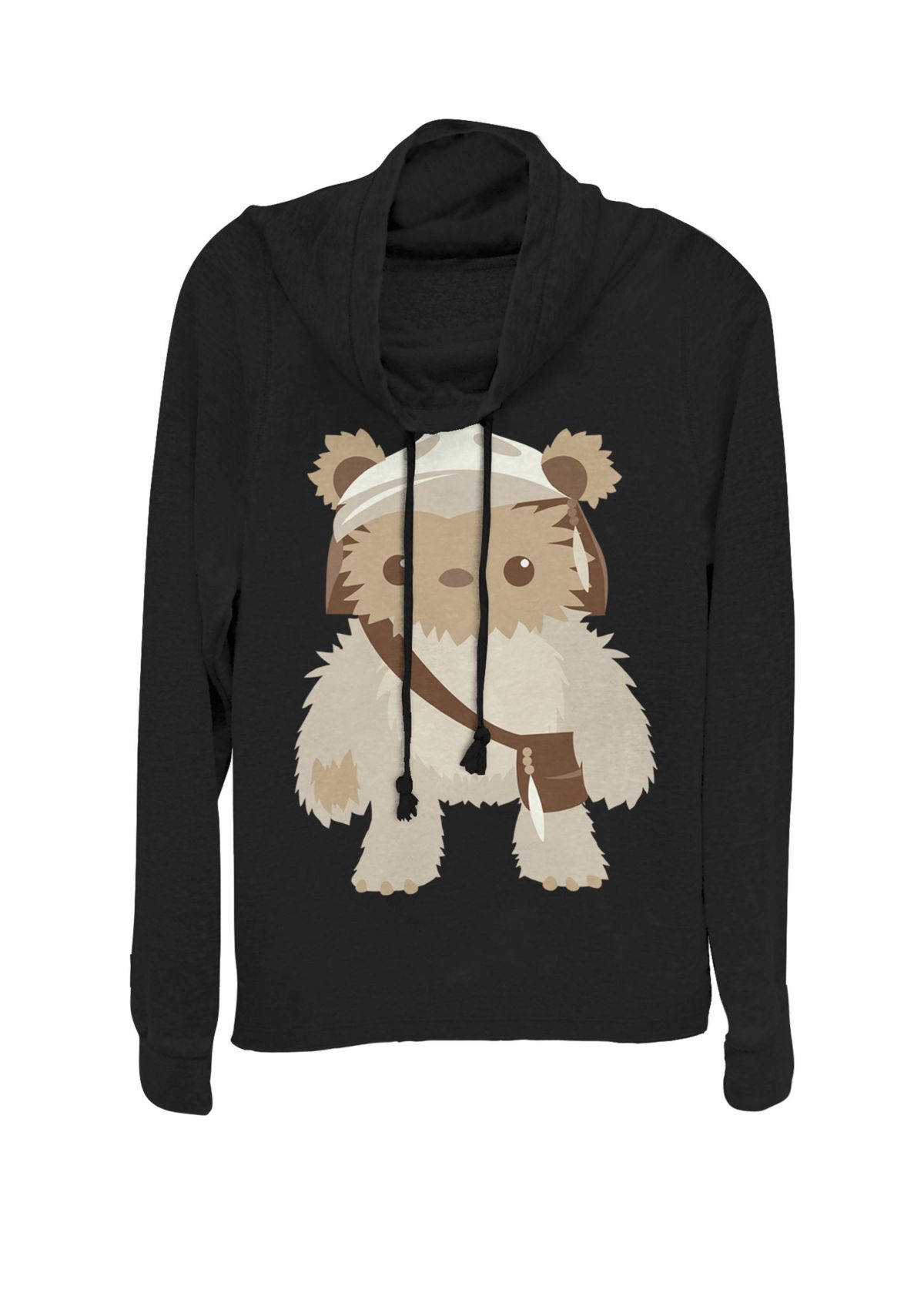Juniors Lumat Ewok Cute Cartoon Warrior Cowl Neck Graphic Pullover