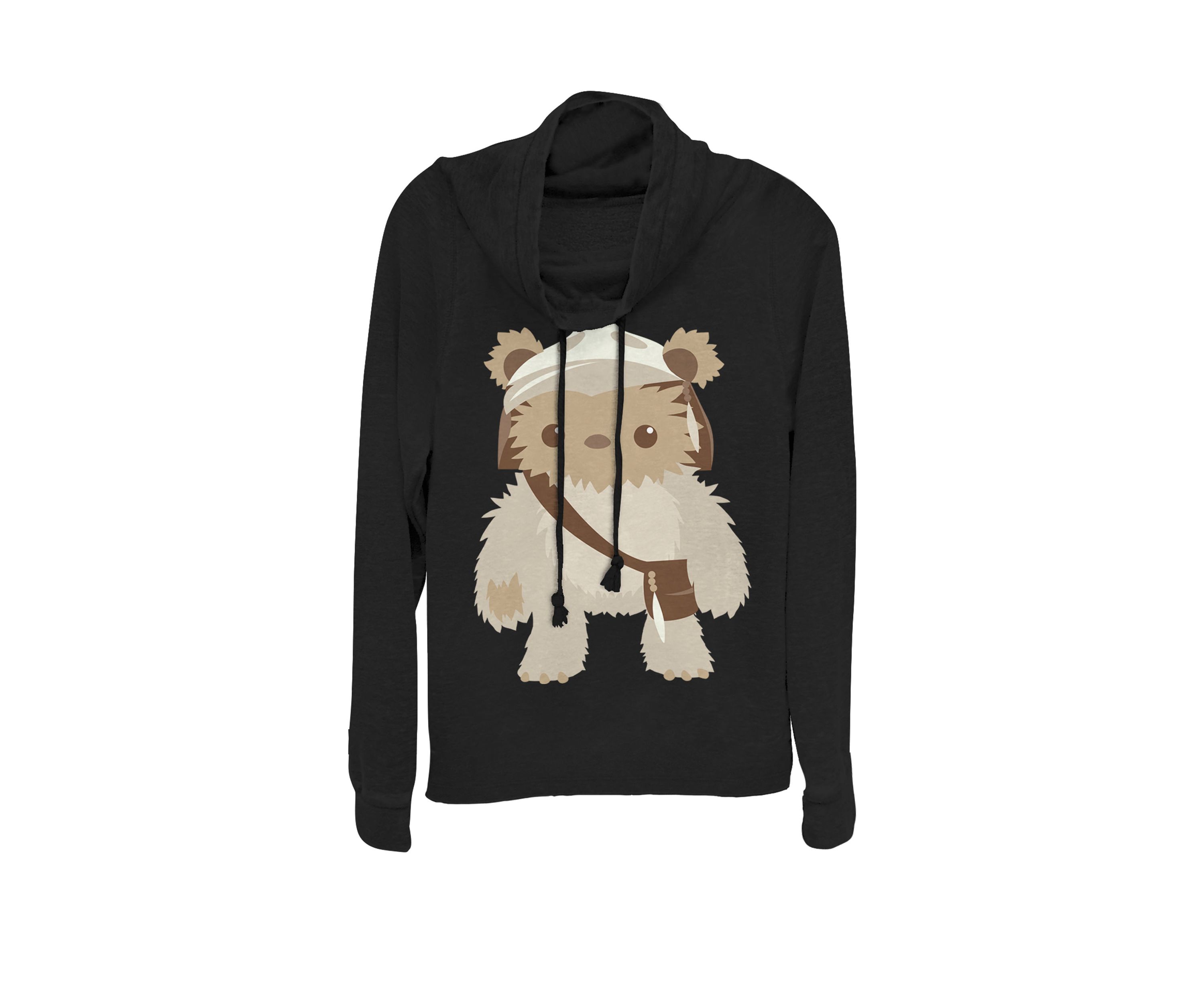 Juniors Lumat Ewok Cute Cartoon Warrior Cowl Neck Graphic Pullover