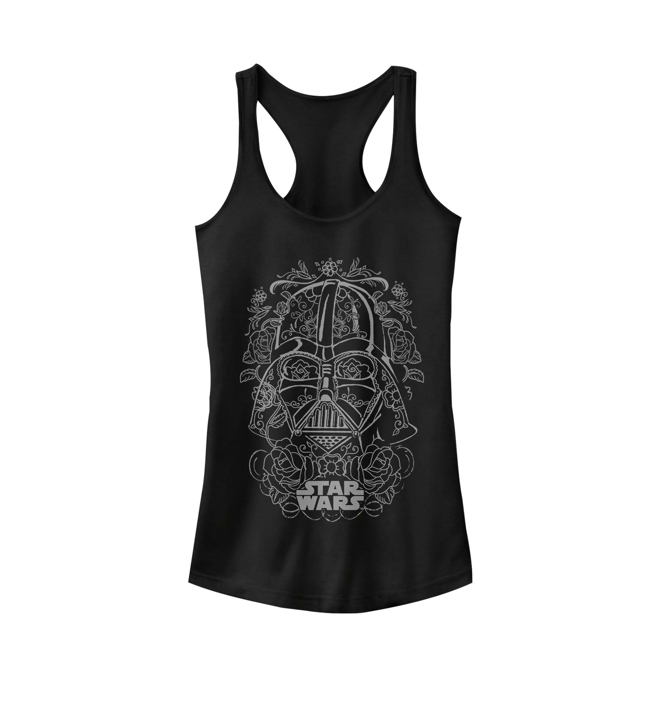 Darth Vader Sugar Skull Line Art Graphic Racerback Tank