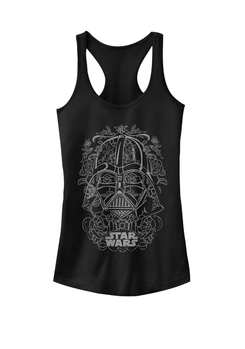 Darth Vader Sugar Skull Line Art Graphic Racerback Tank