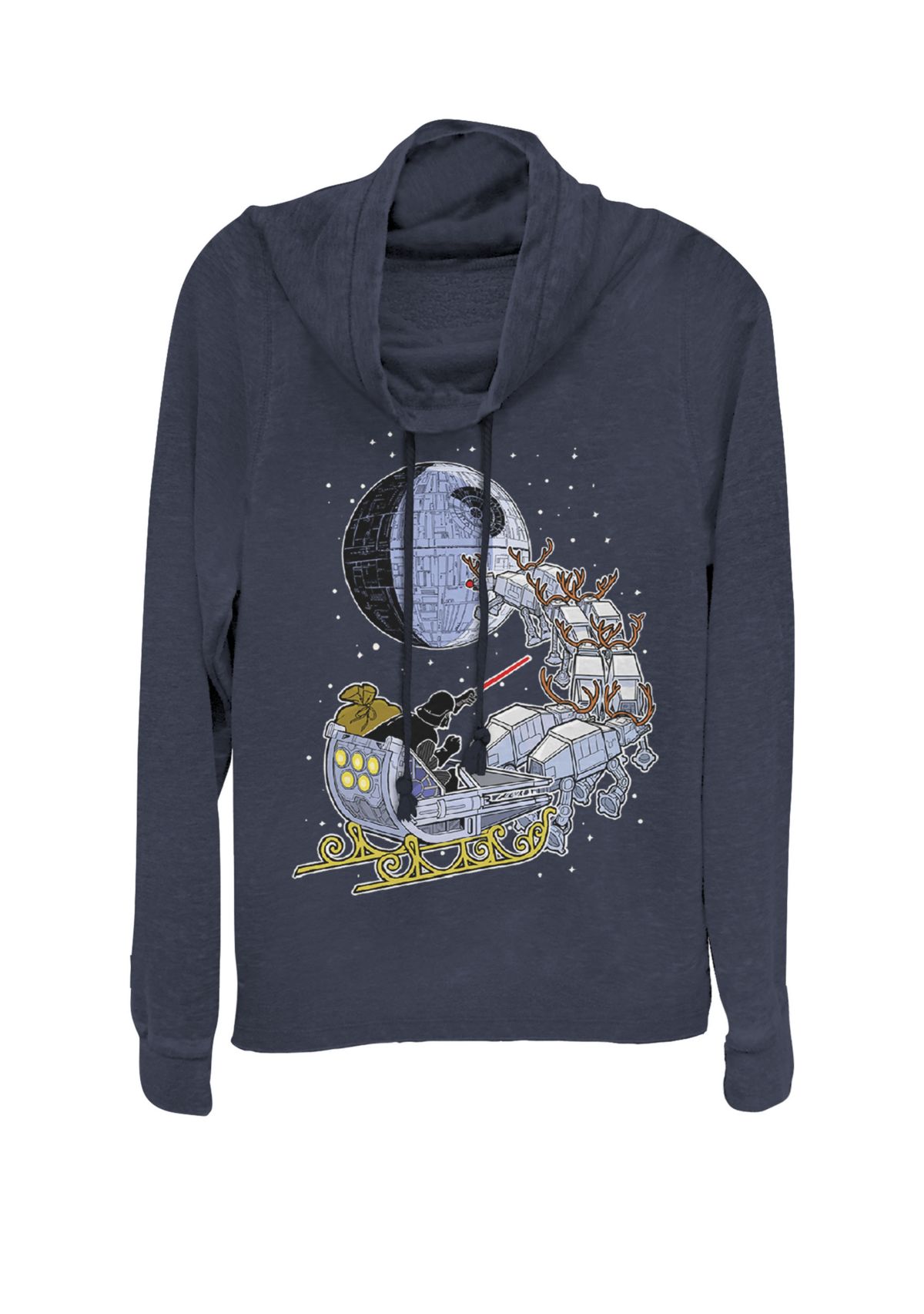 Death Star Darth Vader Santa Sleigh Cowl Neck Pullover