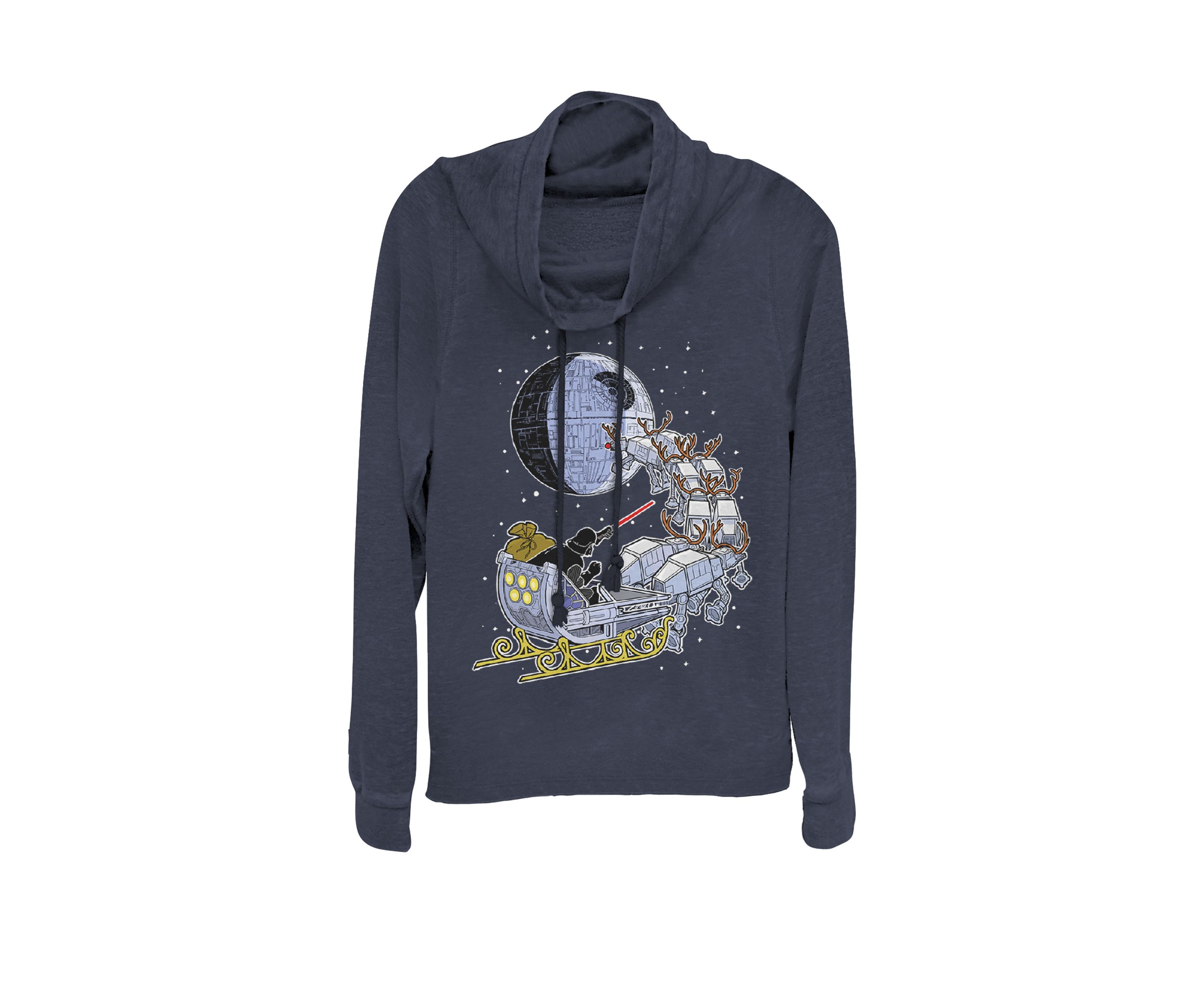 Death Star Darth Vader Santa Sleigh Cowl Neck Pullover