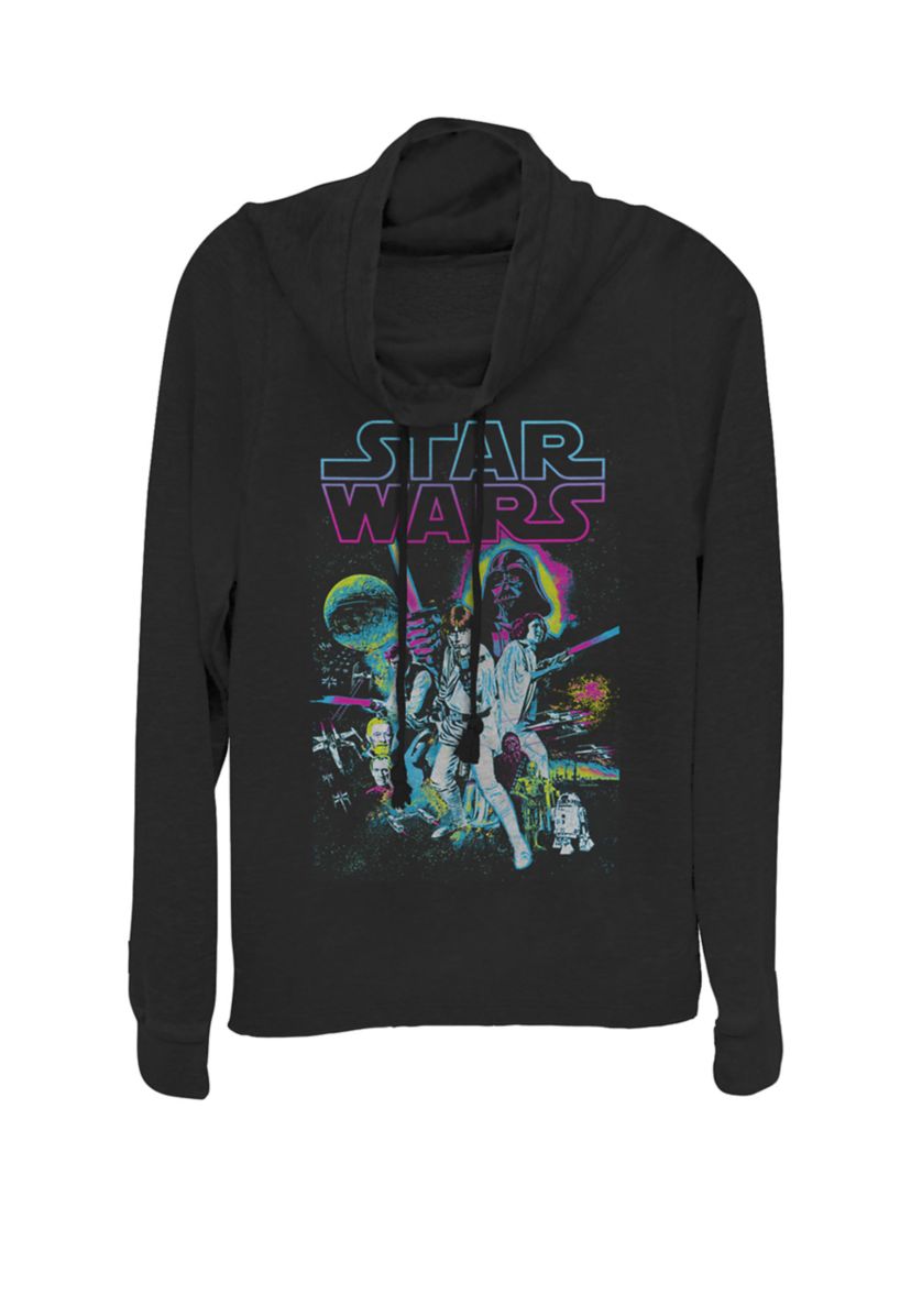 A New Hope Neon Classic Group Poster Cowl Neck Pullover
