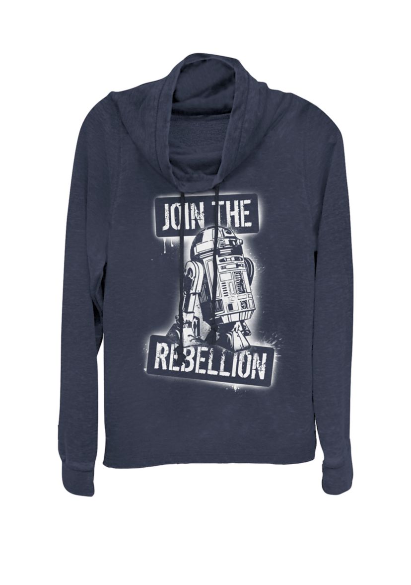 R2-D2 Join The Rebellion Stencil Cowl Neck Pullover